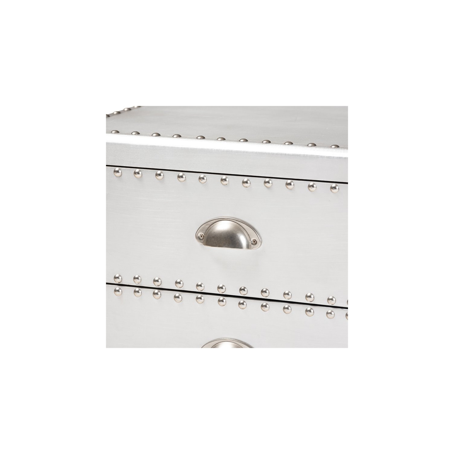 Bowery Hill Metal Contemporary 3-Drawer Nightstand in Silver