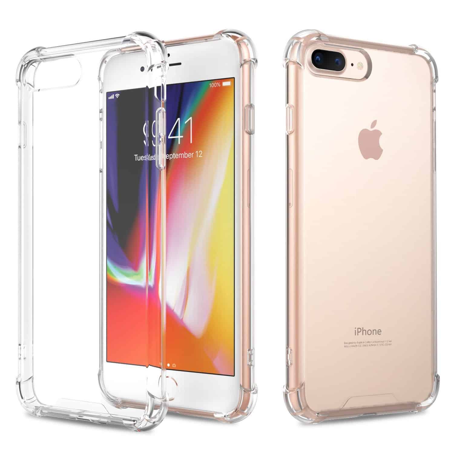 Apple iPhone 8 Plus Clear Case Shockproof Tough Gel Transparent Anti knock Air Cushion Heavy Duty Phone Back Cover