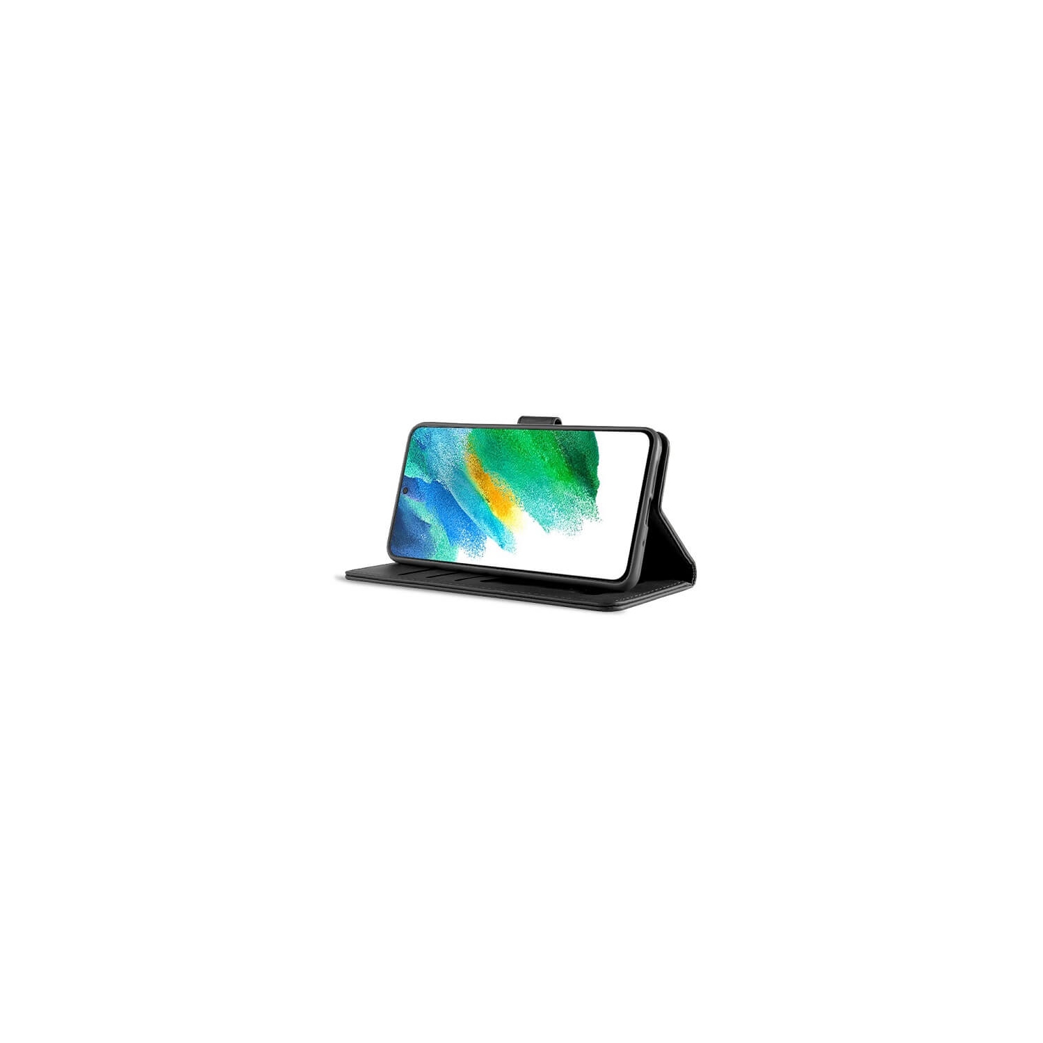 Étui SuprShield en cuir pour Galaxy S21 5G de Samsung, étui protecteur antichoc et magnétique en cuir noir avec porte-carte