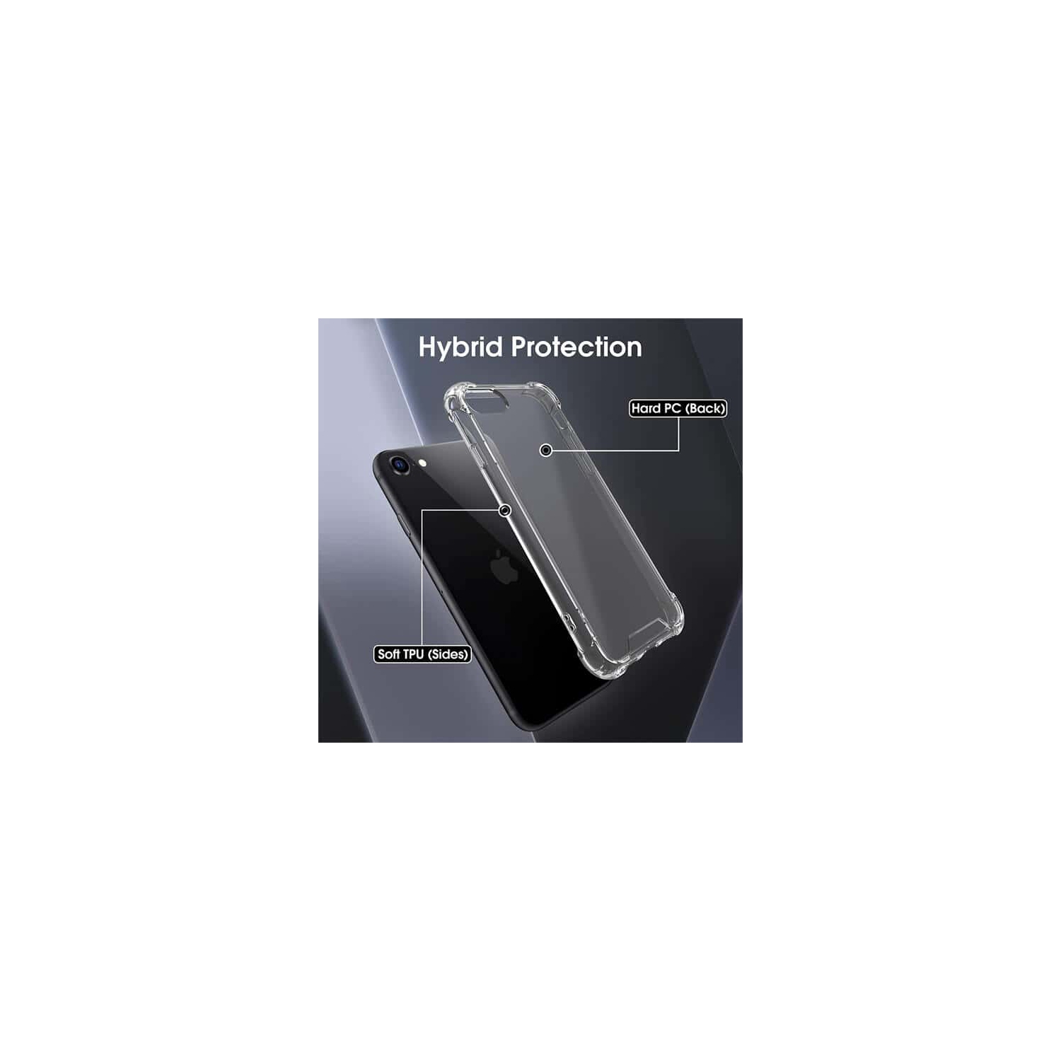 Apple iPhone SE 2022 Étui transparent résistant, gel transparent, anti-cognement, coussin arrière robuste pour téléphone
