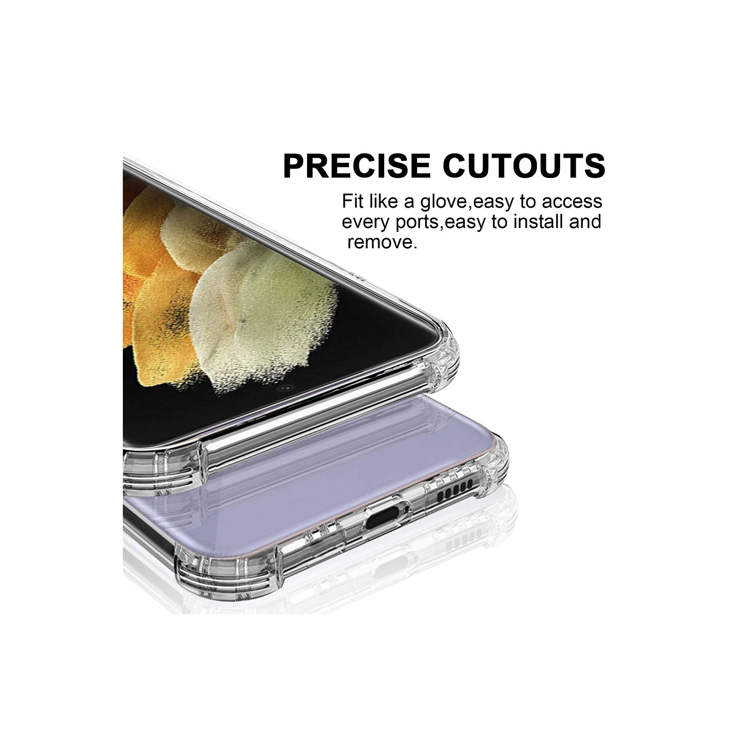 Samsung Galaxy S21 Clear Case Shockproof Tough Gel Transparent Air Cushion Heavy Duty Phone Back Cover