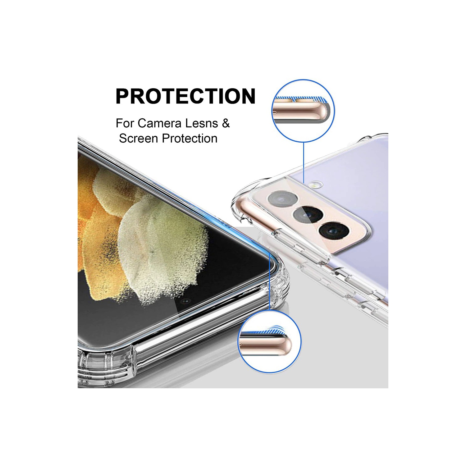Samsung Galaxy S21 Clear Case Shockproof Tough Gel Transparent Air Cushion Heavy Duty Phone Back Cover