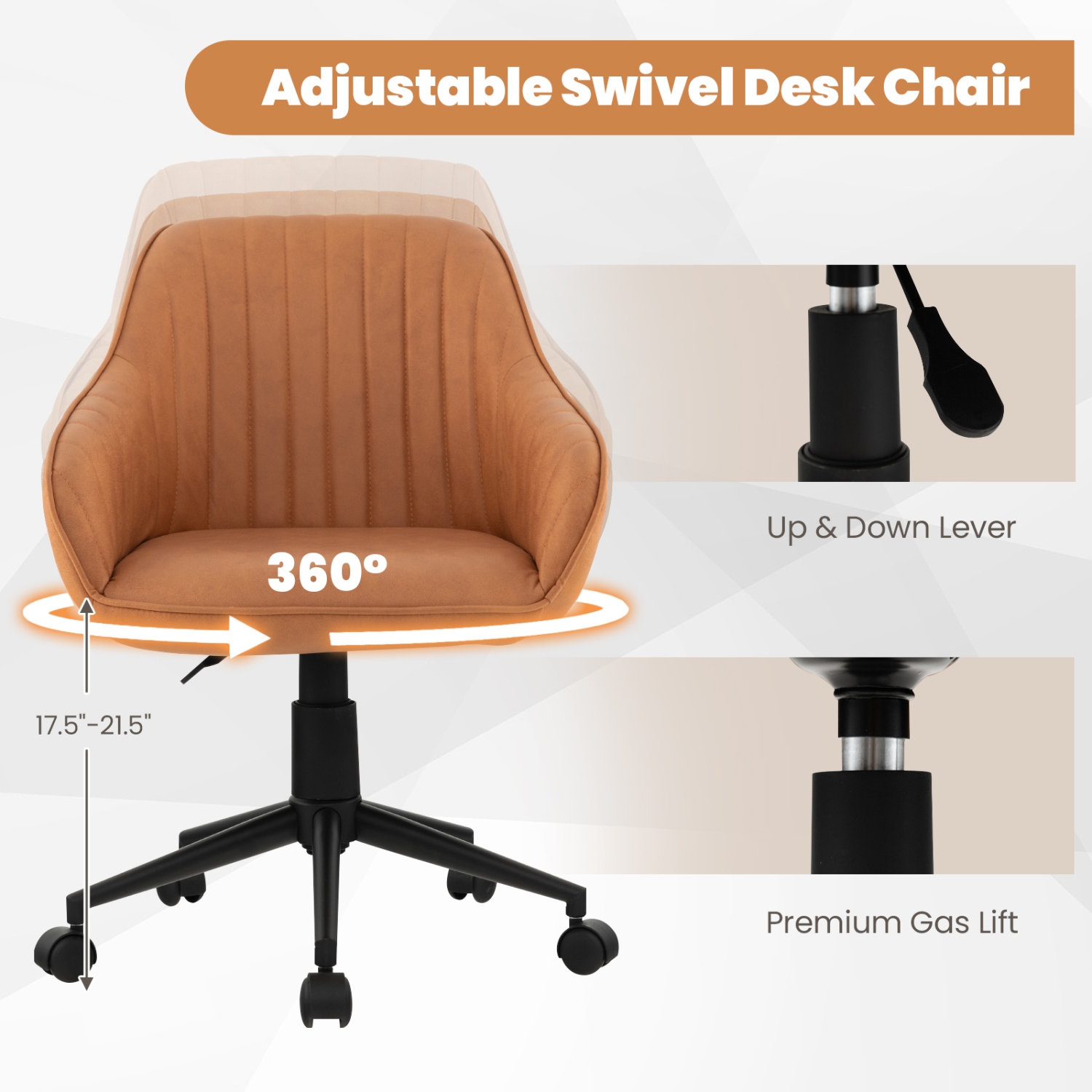 Costway PU Leathaire Home Office Arm Chair Adjustable Swivel Leisure Desk Chair