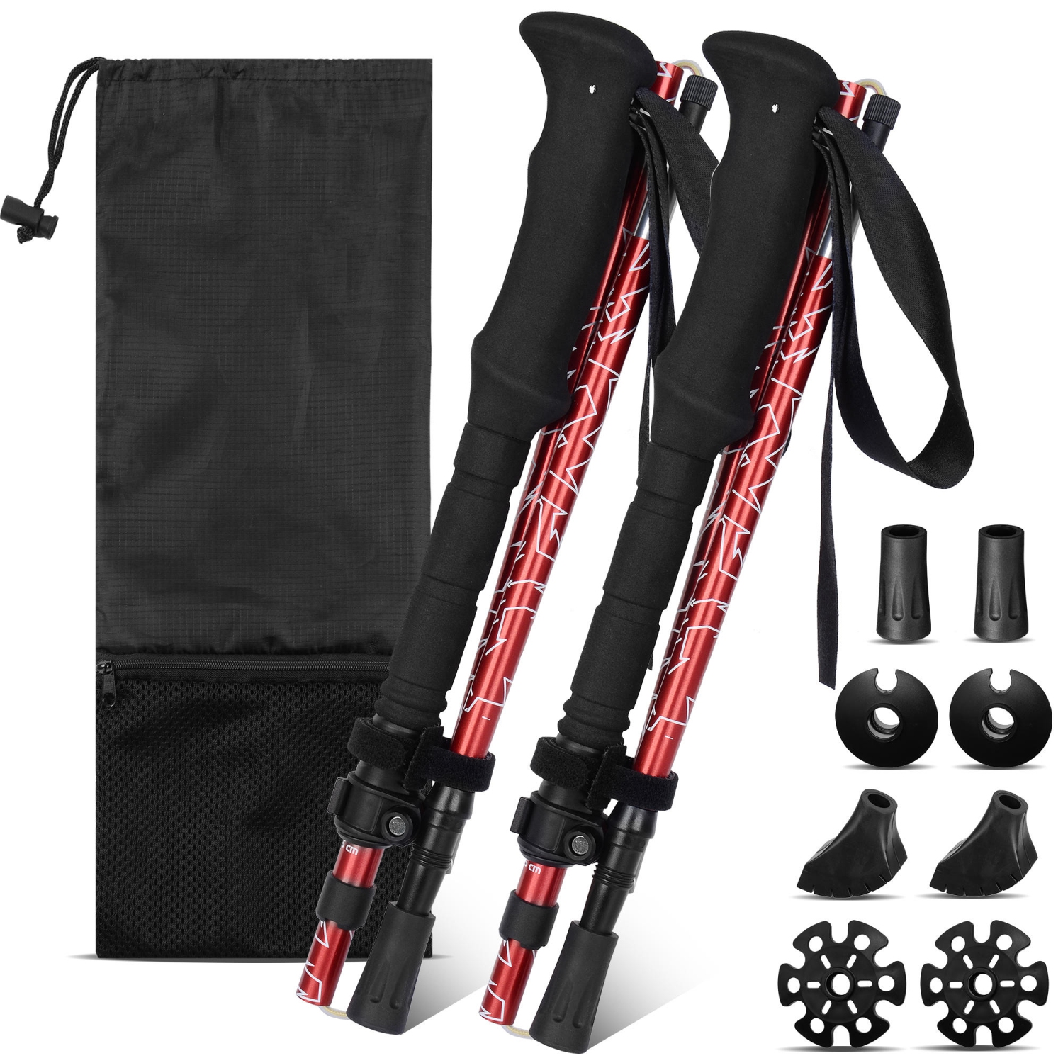 Bâtons de marche pliables PHAT, bâtons de randonnée en aluminium, extensible de 45,3" à 53,1"