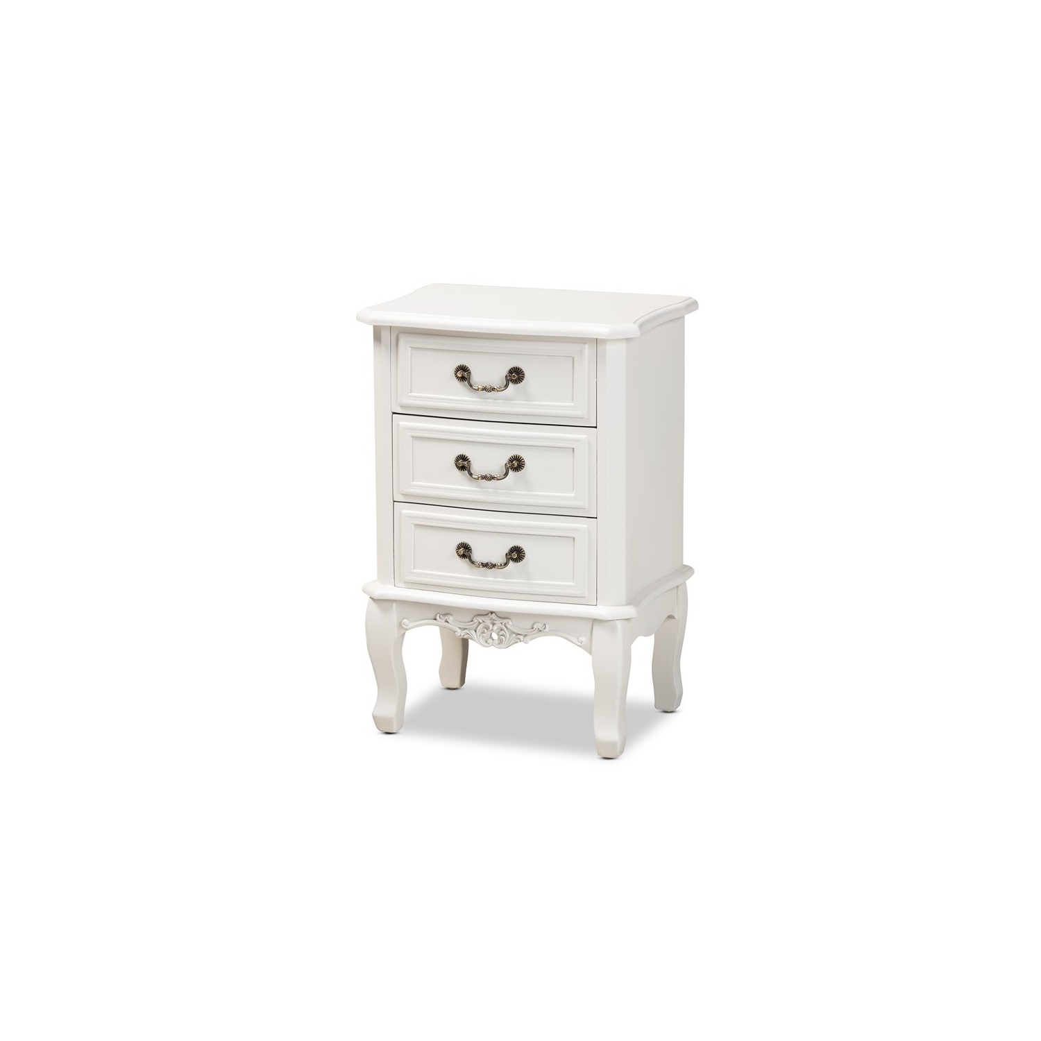 Bowery Hill White-Finished 3-Drawer Wood Nightstand