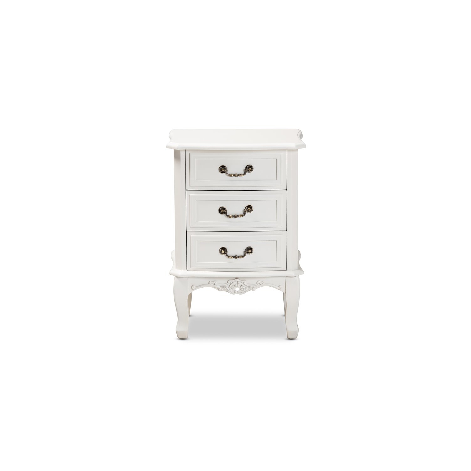 Bowery Hill White-Finished 3-Drawer Wood Nightstand