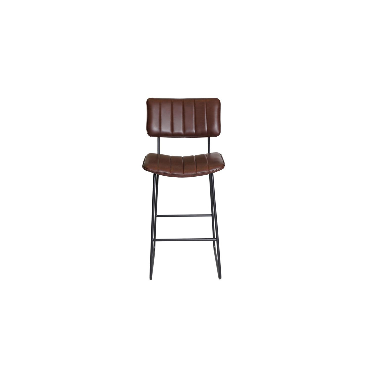 Tribeca Metal and Brown Faux Leather Commercial Grade Bar Stool