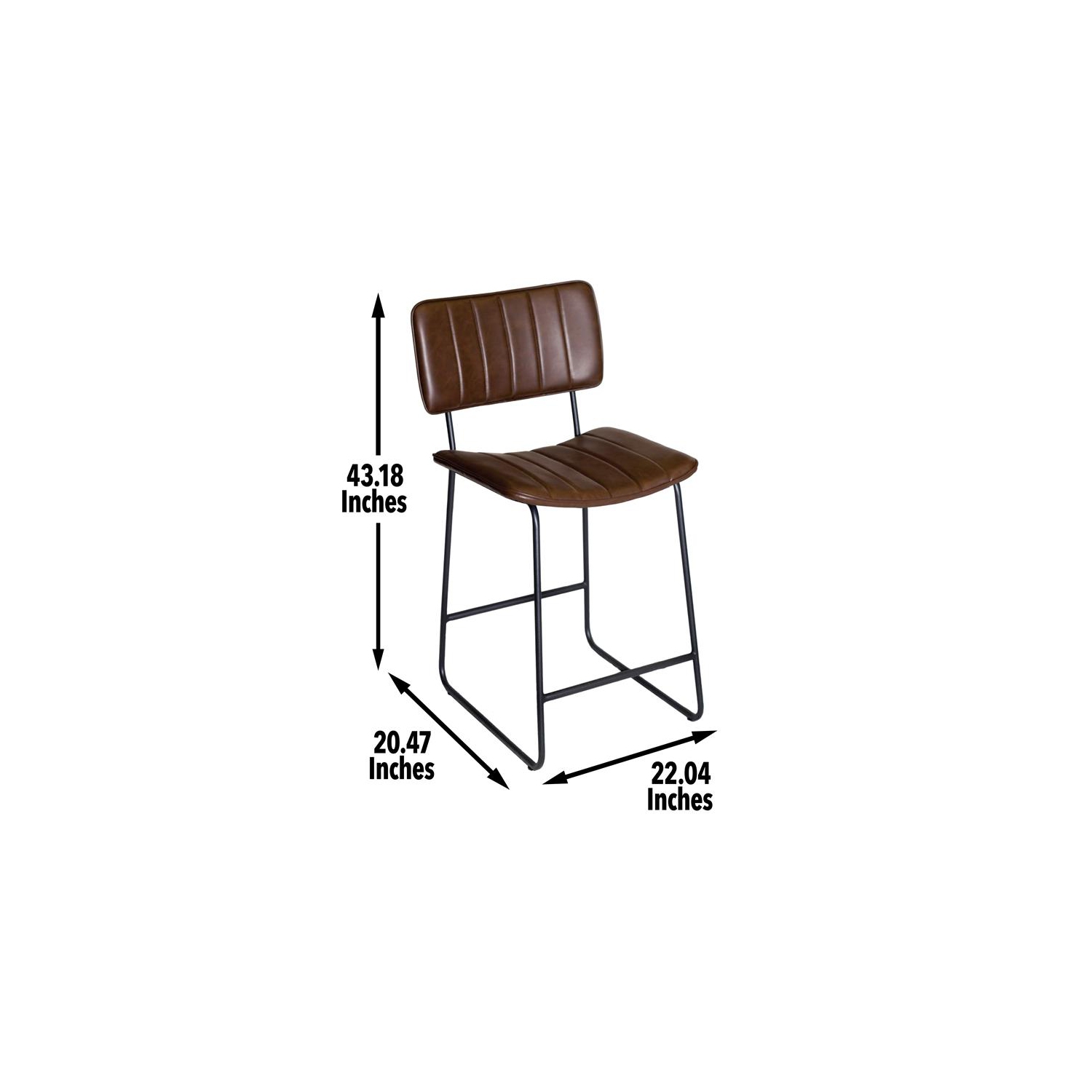 Tribeca Metal and Brown Faux Leather Commercial Grade Bar Stool