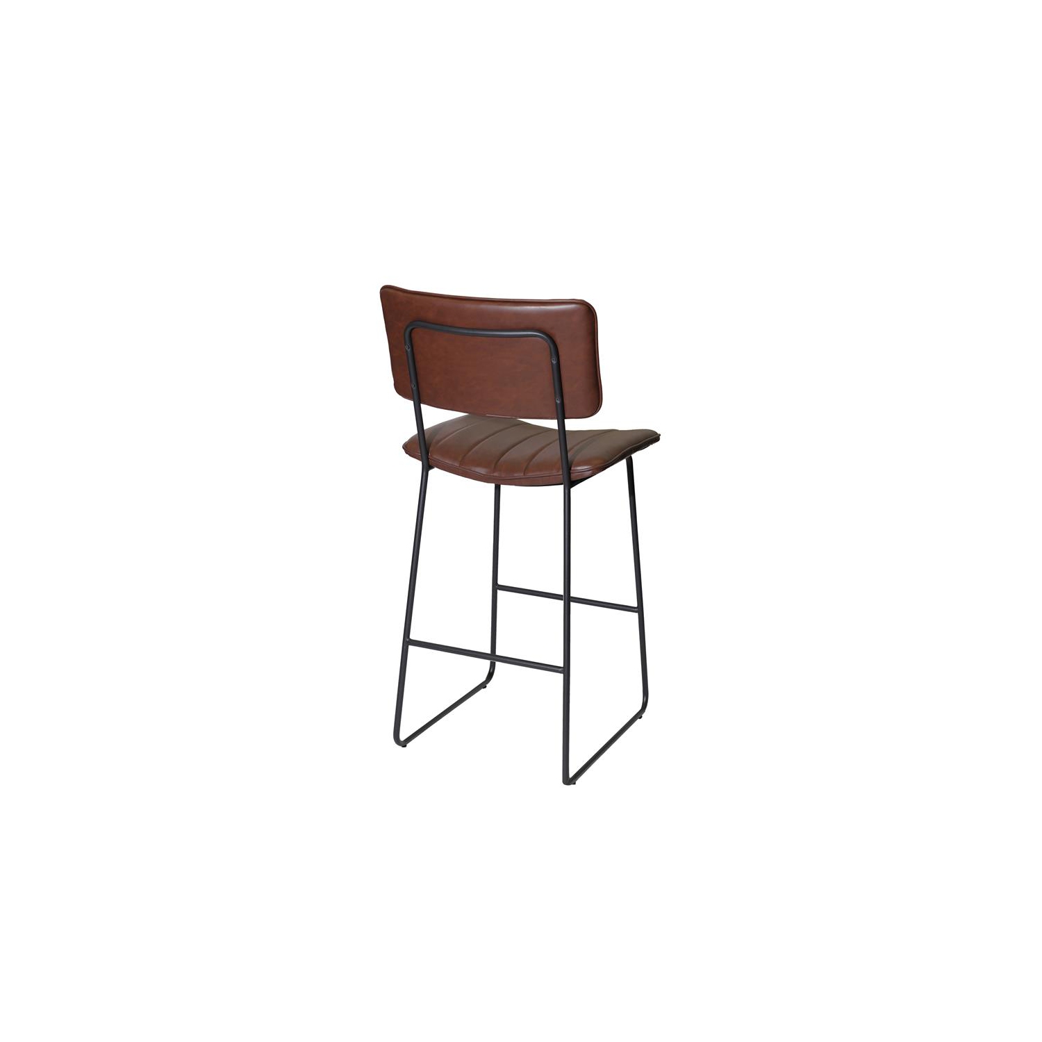 Tribeca Metal and Brown Faux Leather Commercial Grade Bar Stool