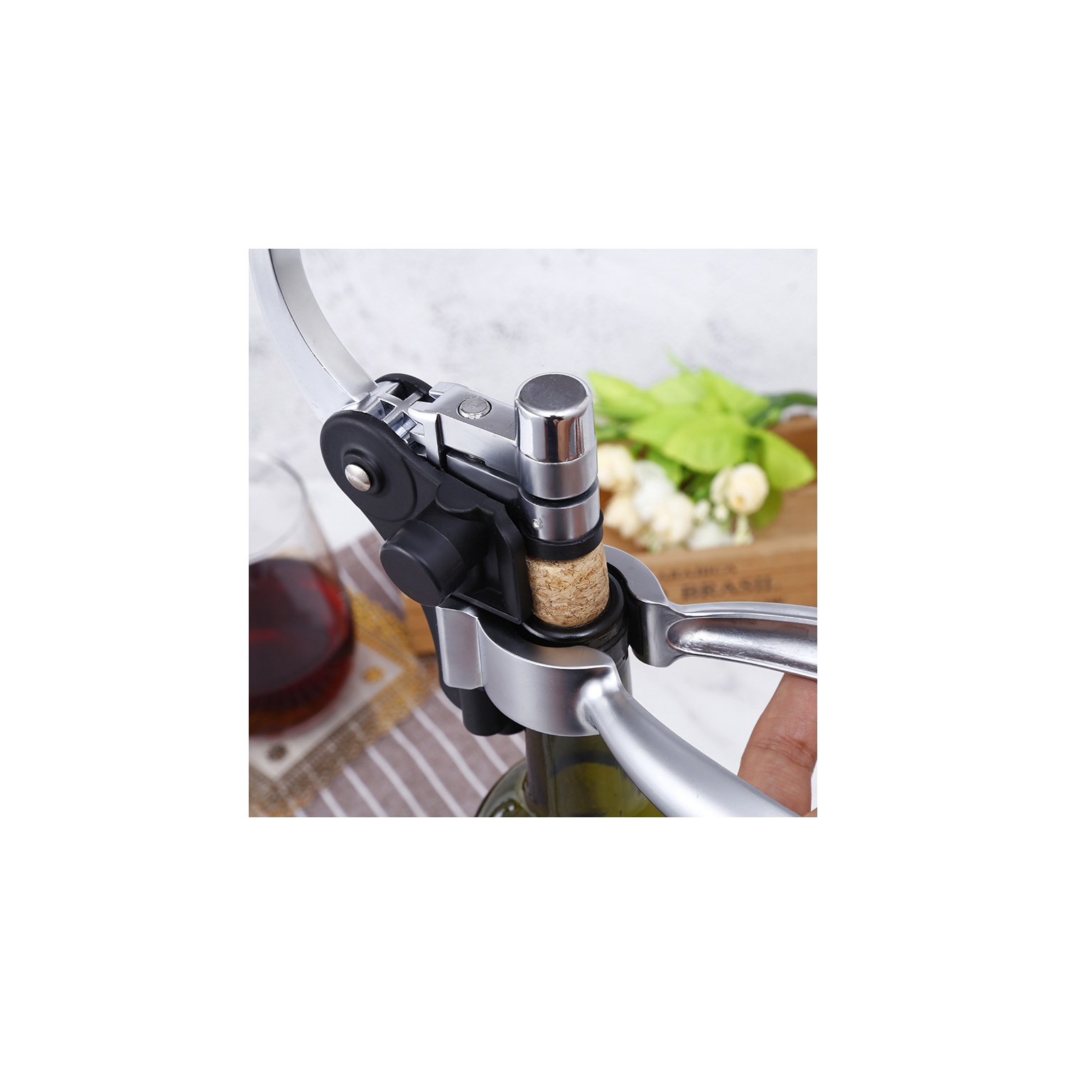 Arolly Manual Wine Bottle Opener Corkscrew Kit, Zinc Alloy Handle Opener Kit, 9 Pieces Wine Accessories with Stopper, Foil Cutter, Aerator, Pourer,