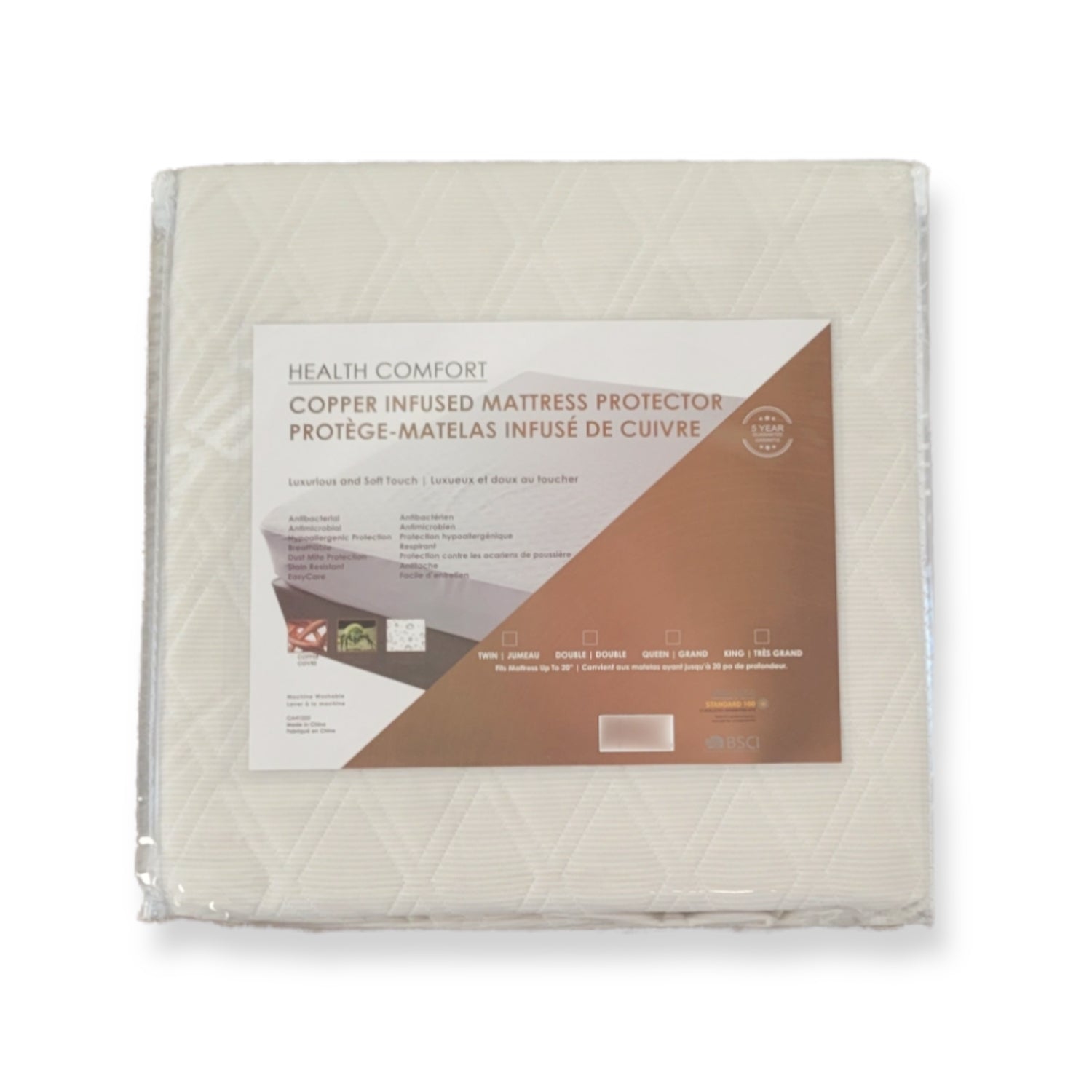 Cotton House - Copper Infused Mattress Protector, Hypoallergenic, Twin Size, Beige