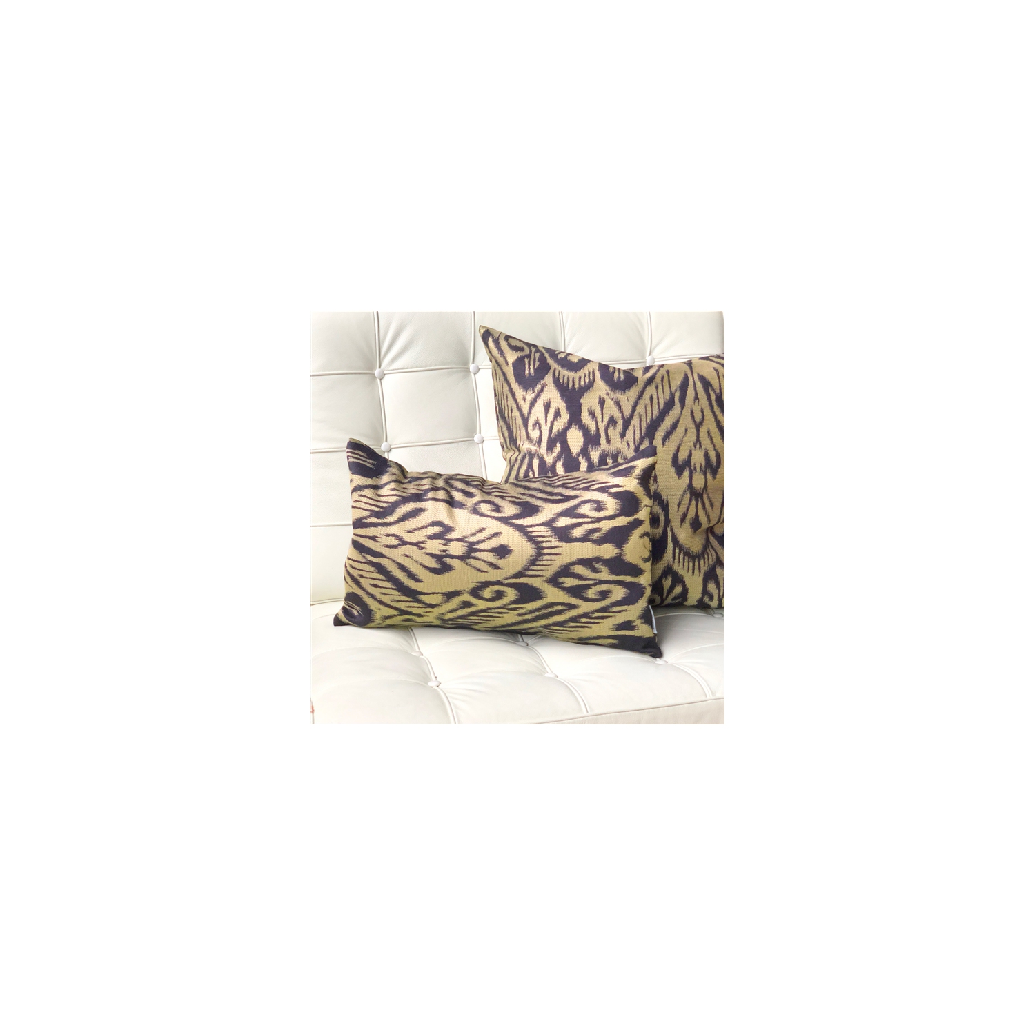 Mallorca Carbon Ikat Throw Pillow, 12"x20"