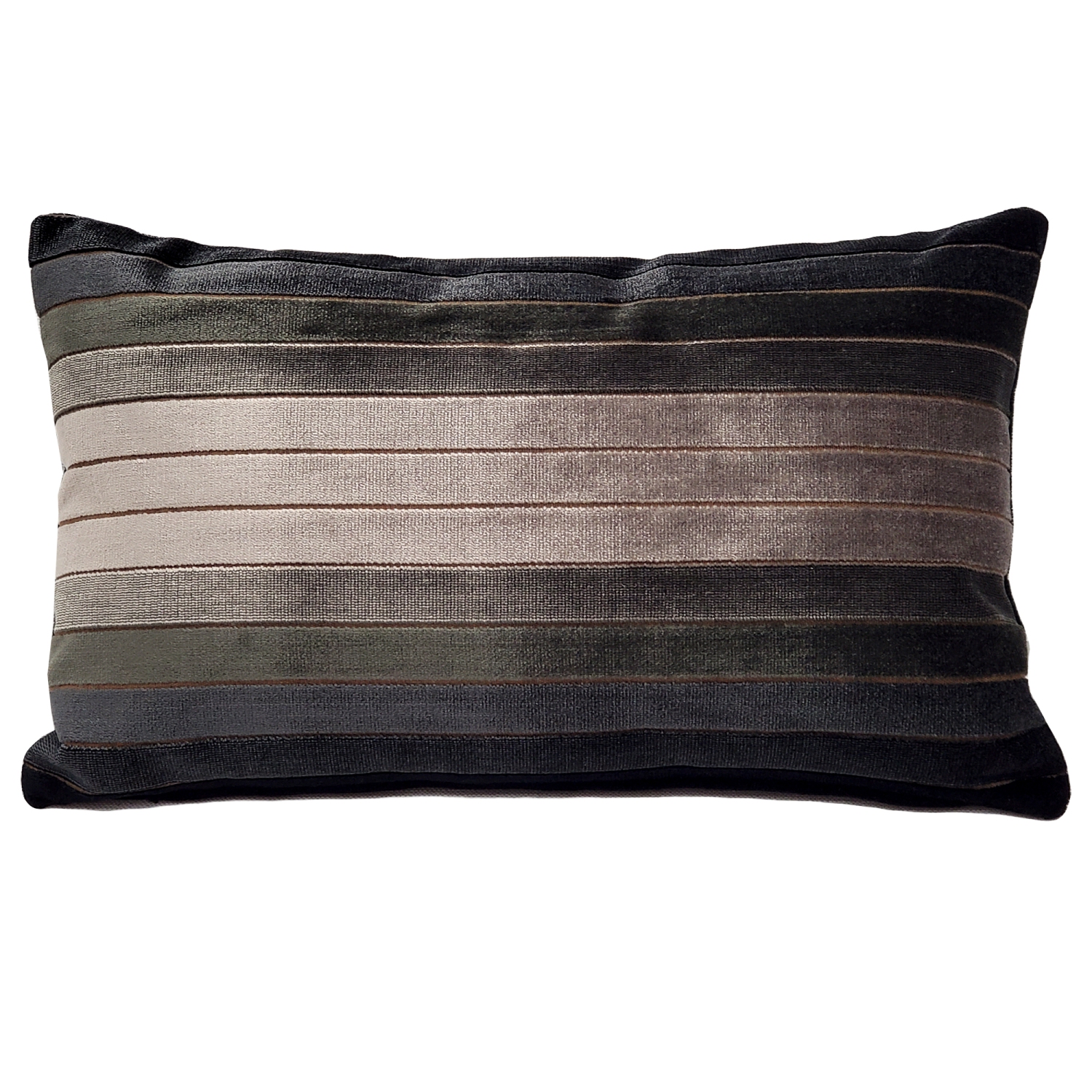 Carbon Stripes Textured Velvet Throw Pillow, 12"x19"