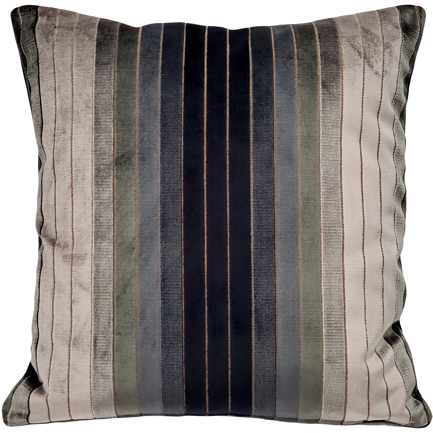 Carbon Stripes Textured Velvet Throw Pillow, 20"x20"