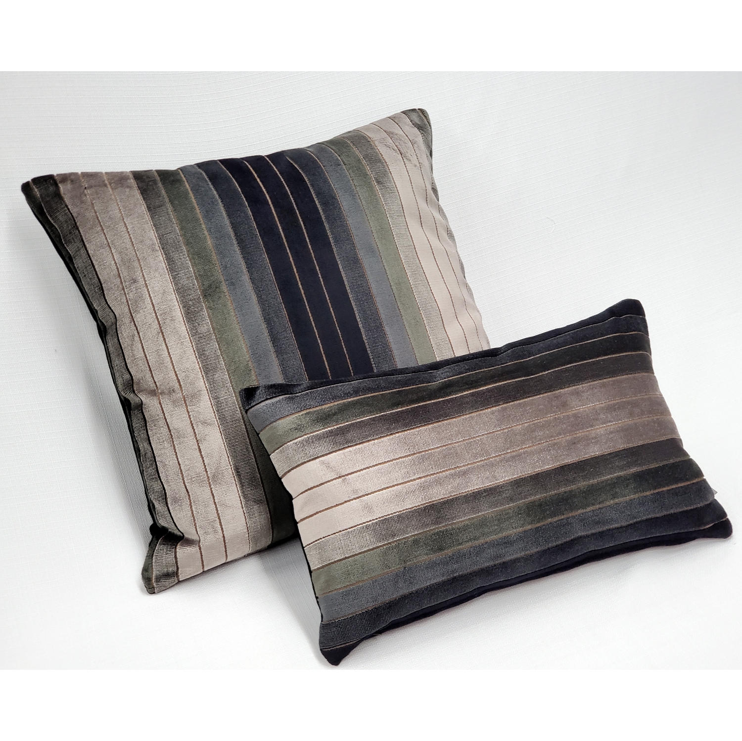 Carbon Stripes Textured Velvet Throw Pillow, 20"x20"