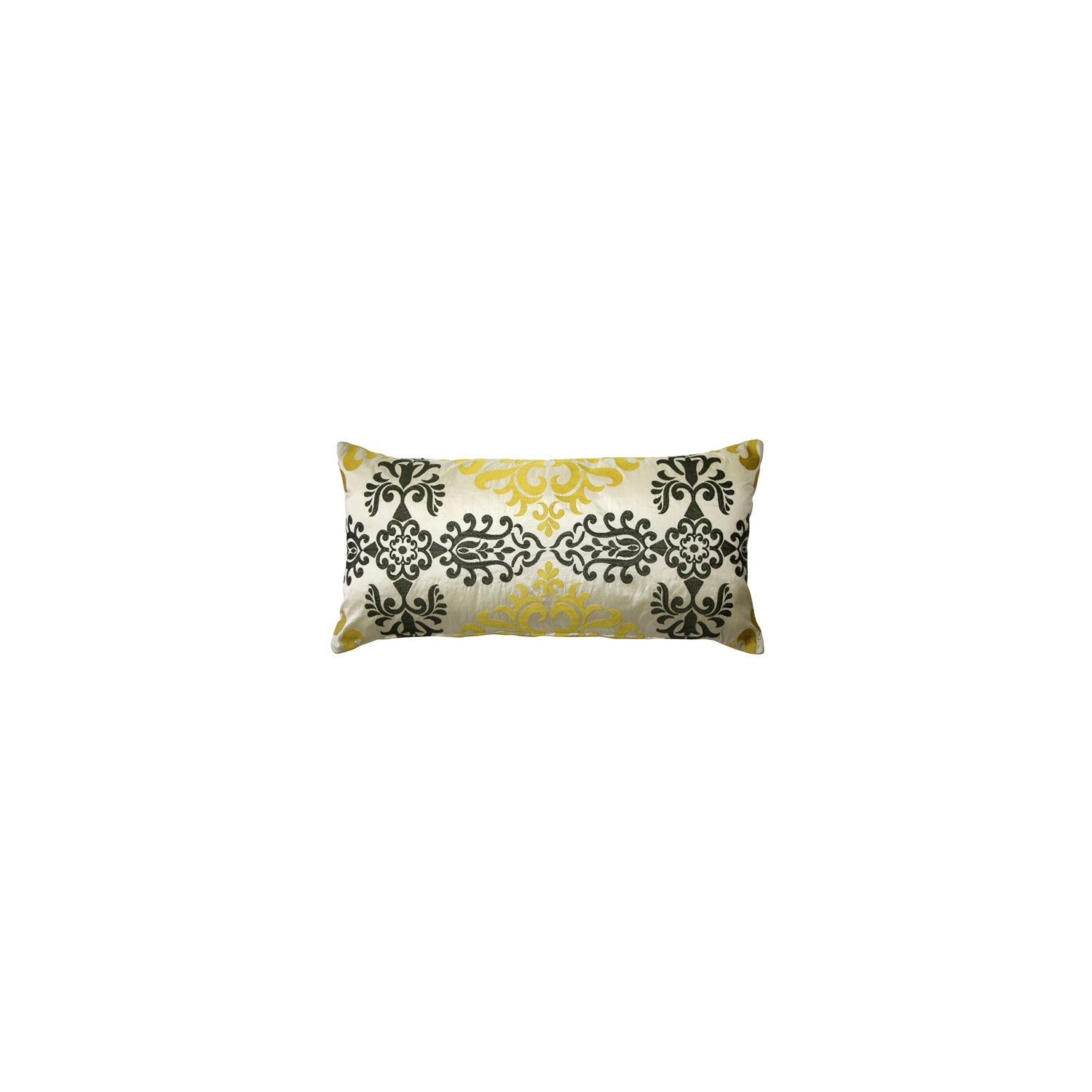 Sumatra Medallion Embroidered Silk Decorative Throw Pillow, 12"x24"