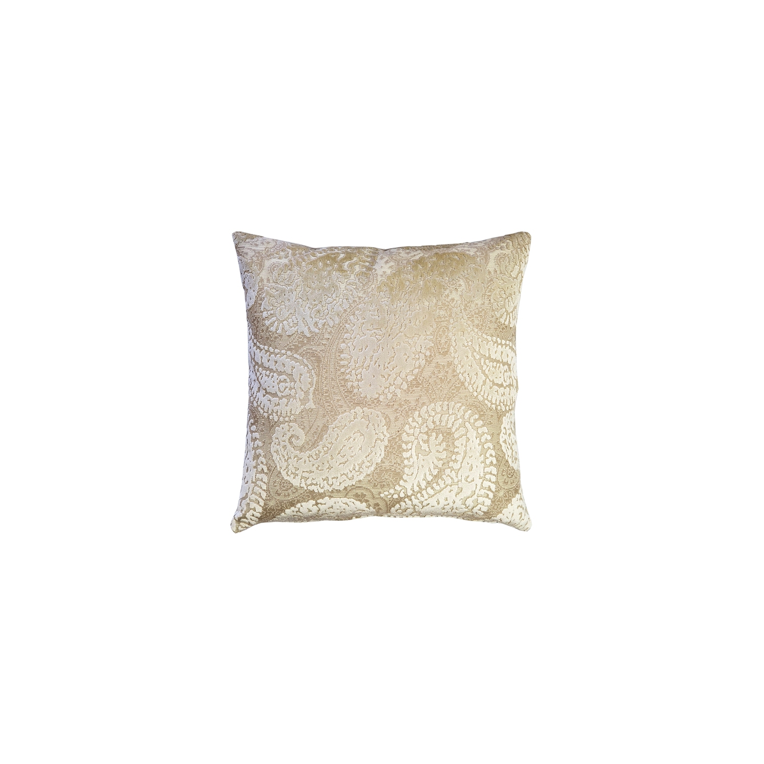 Rochelle Vanilla Paisley Velvet Pillow, 20"x20"