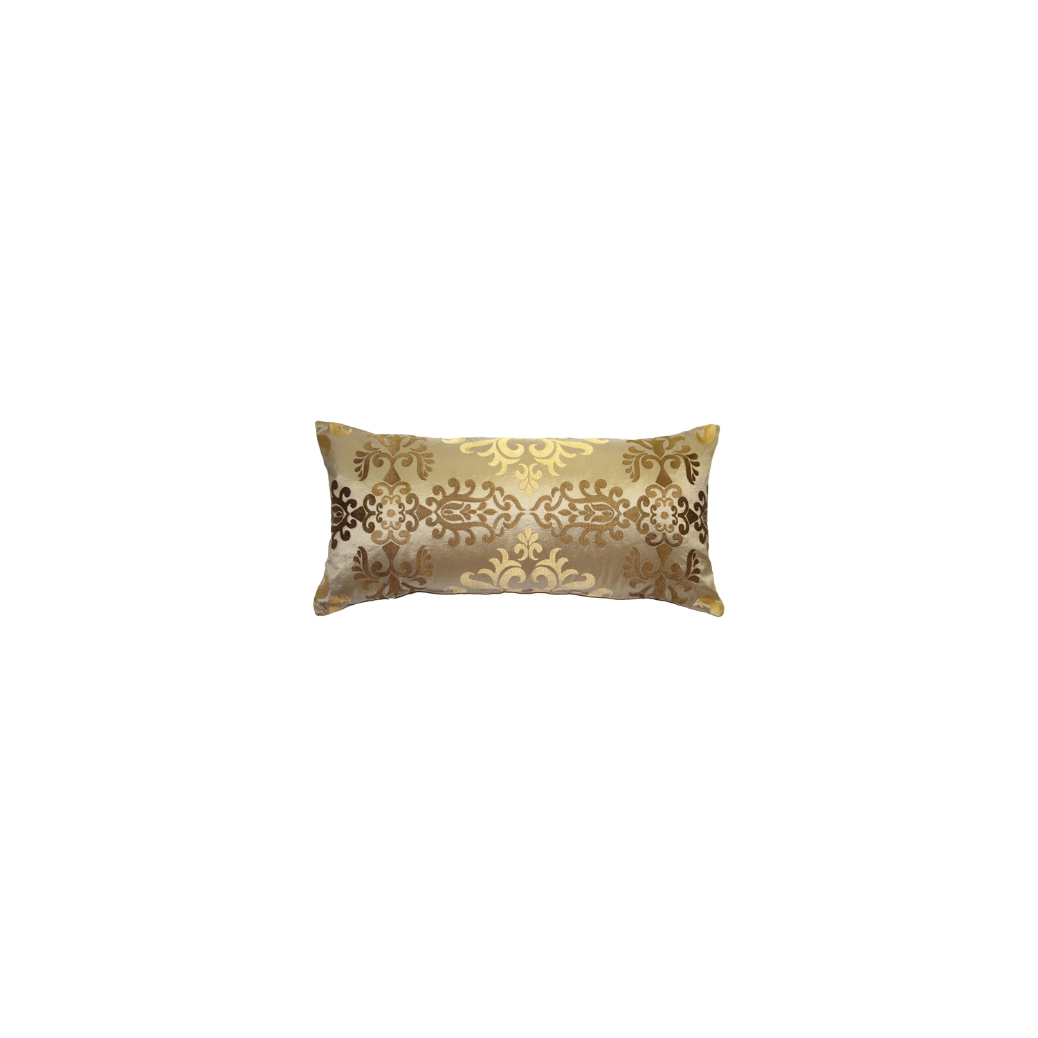 Sumatra Gold Wreath Embroidered Silk Decorative Throw Pillow, 12"x24"