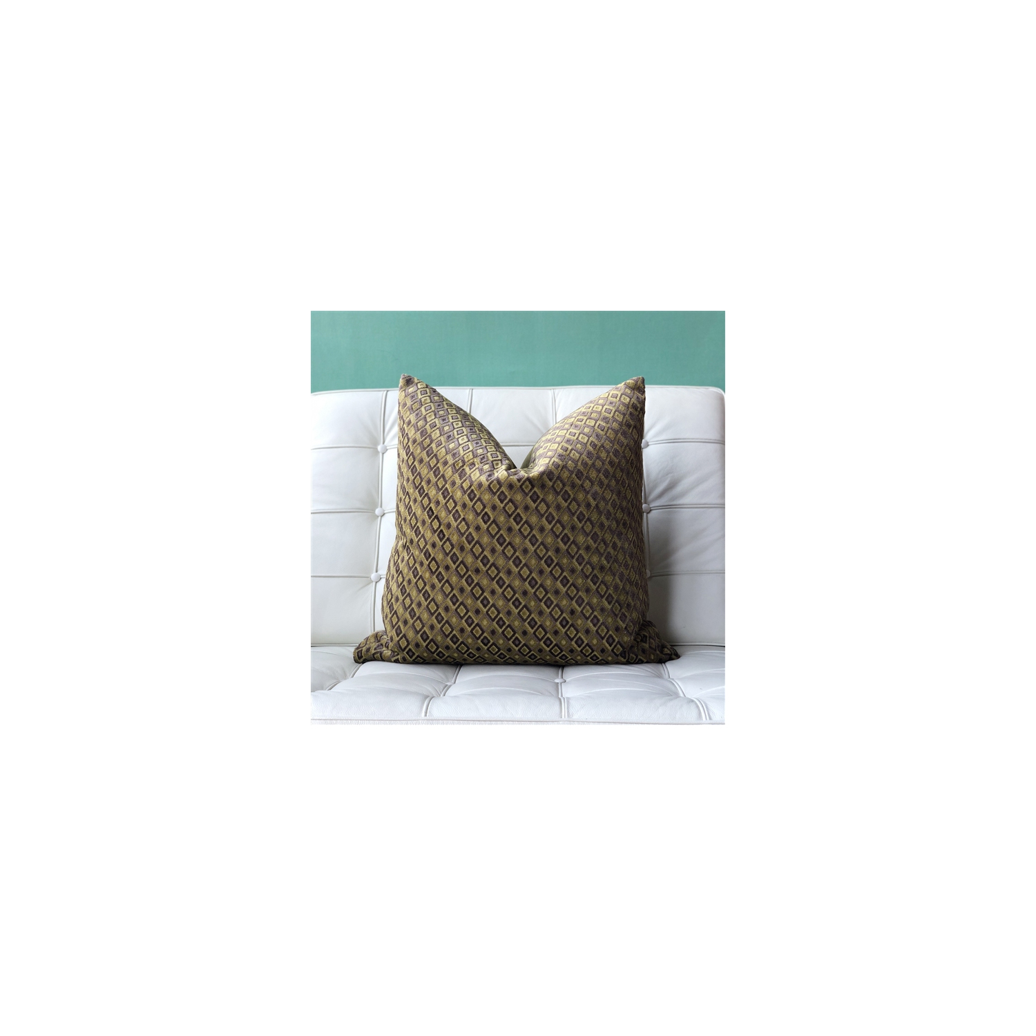 Jager Sage Diamond Textured Velvet Throw Pillow, 20"x20"