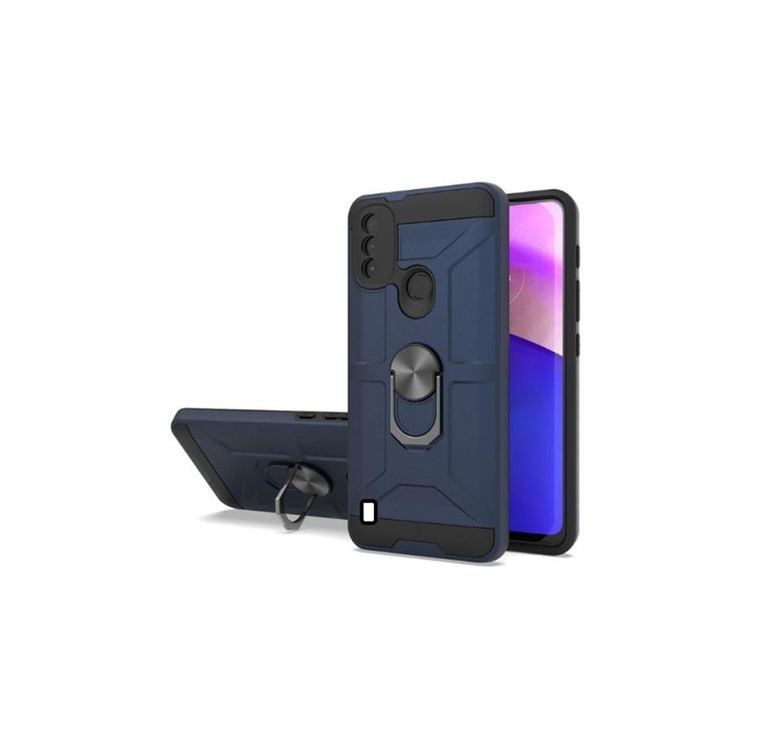 【CSmart】 Anti-Drop Hybrid Magnetic Hard Armor Case with Ring Holder for ZTE Blade A7P , Navy