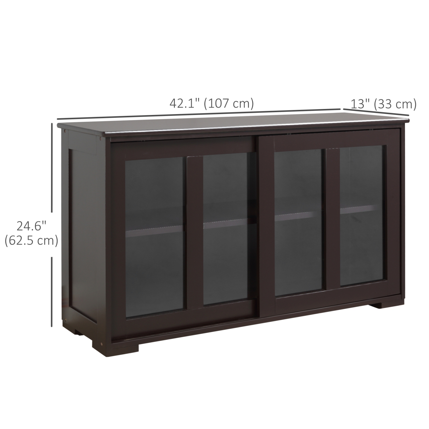 HOMCOM Modern Kitchen Storage Cabinet with 2 Sliding Glass Doors, Sideboard Buffet Cabinet with Adjustable Shelf, Coffee Bar Station, Coffee