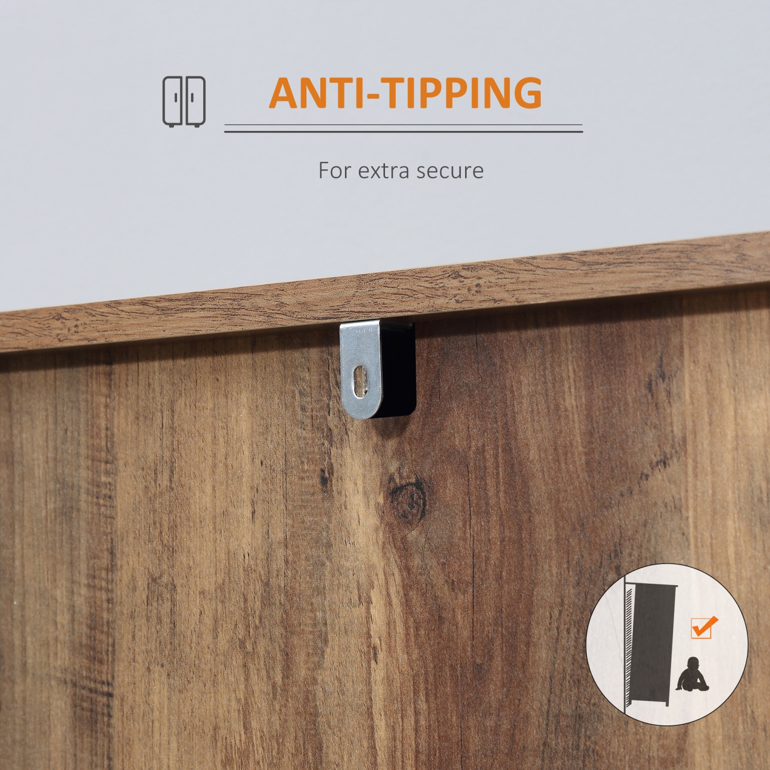 HOMCOM Industrial Kitchen Sideboard, Buffet Cabinet with 2 Doors, 3 Drawers, Adjustable Shelves, Distressed Brown