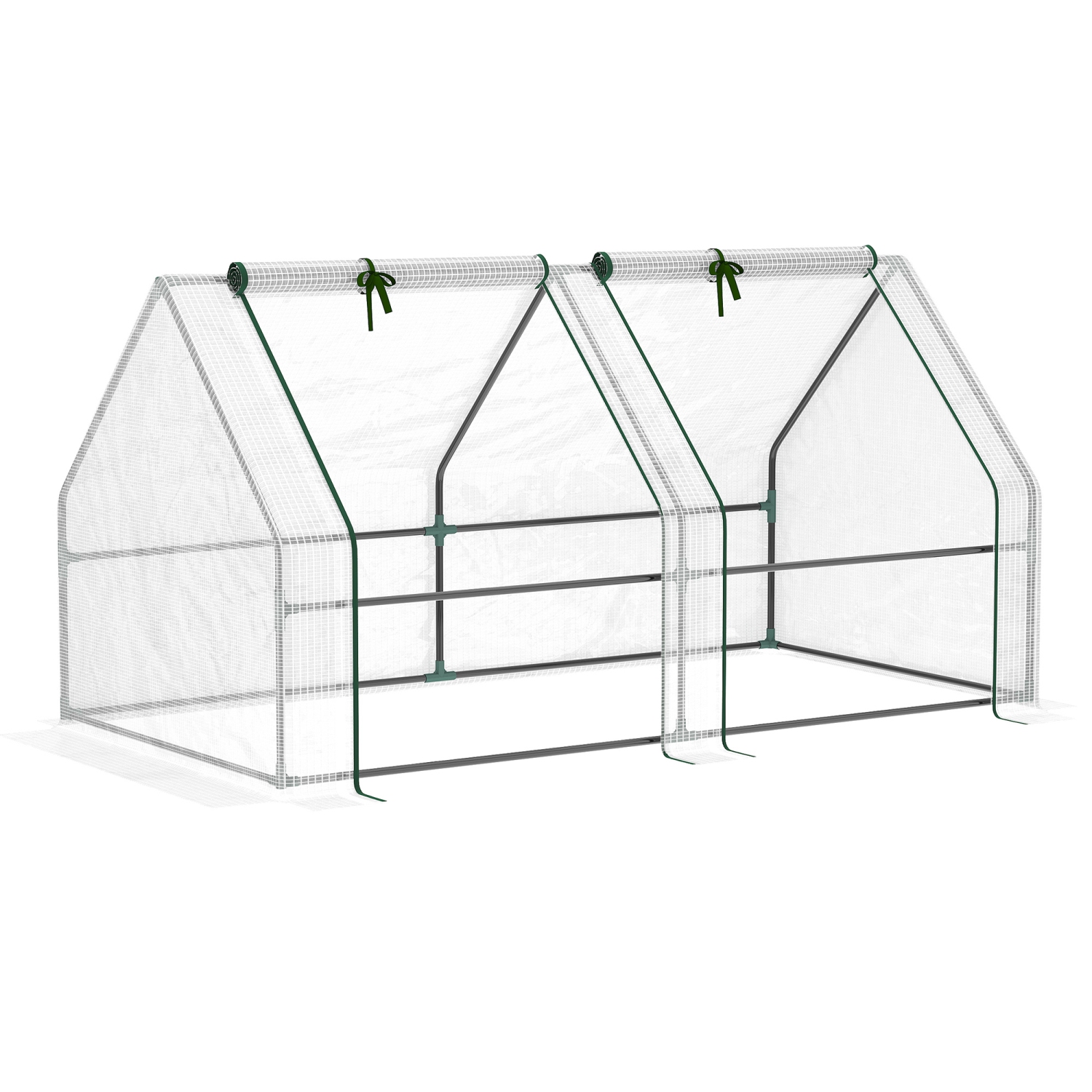 Outsunny 6' x 3' x 3' Portable Tunnel Greenhouse Outdoor Garden Mini with Large Zipper Doors & Water/UV PE Cover White