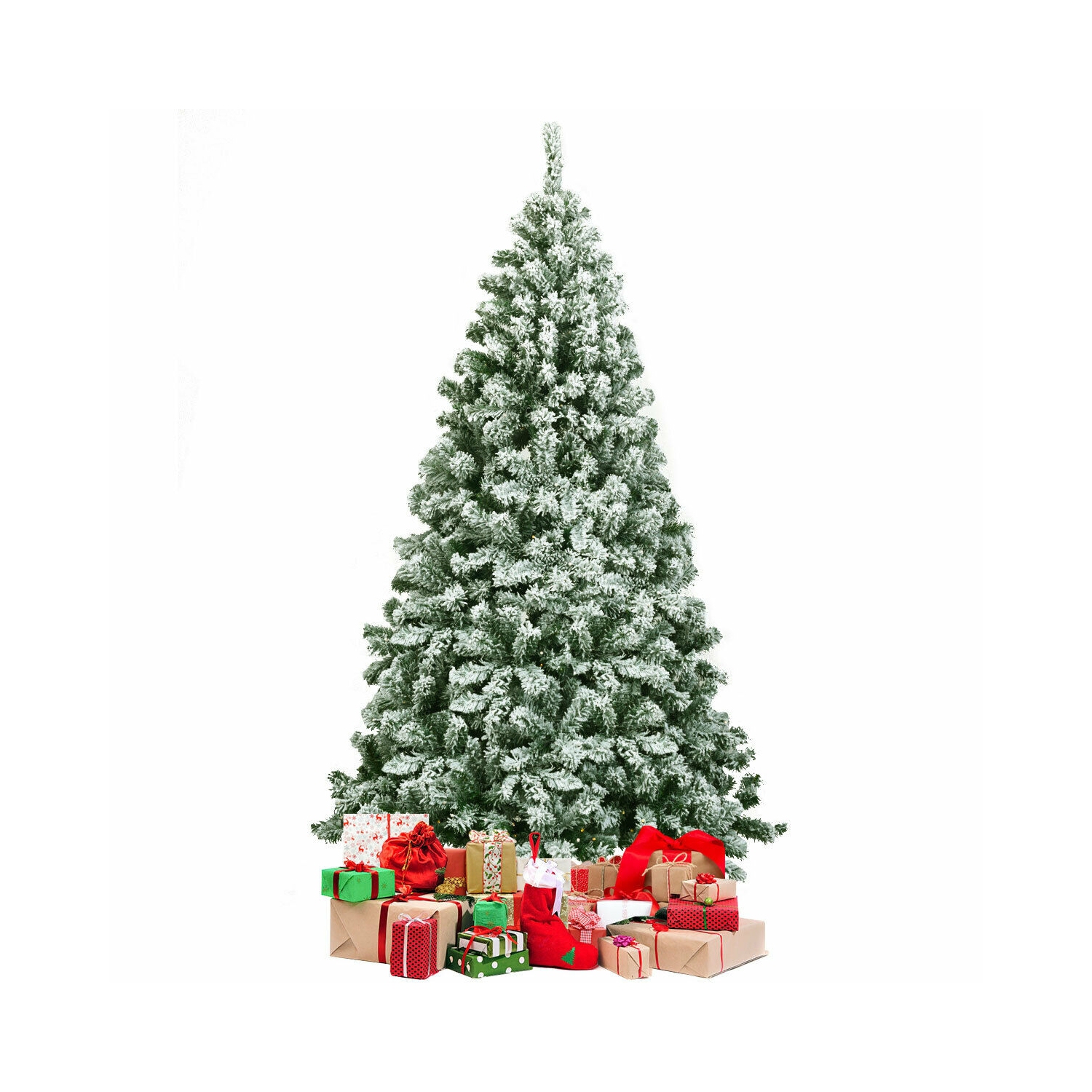 Snow Flocked Hinged Christmas Tree with 928 Tips, Full Artificial Tree for Indoors