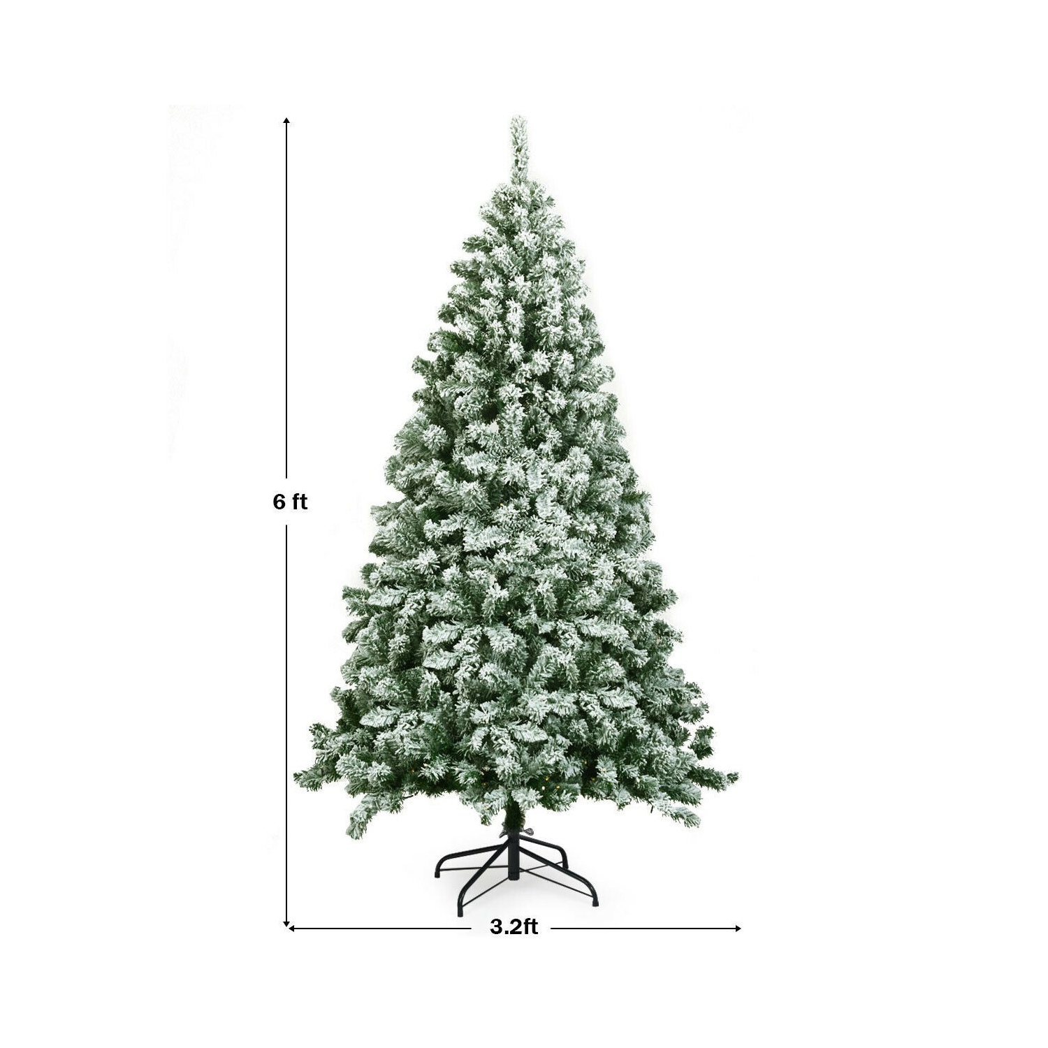 Snow Flocked Hinged Christmas Tree with 928 Tips, Full Artificial Tree for Indoors