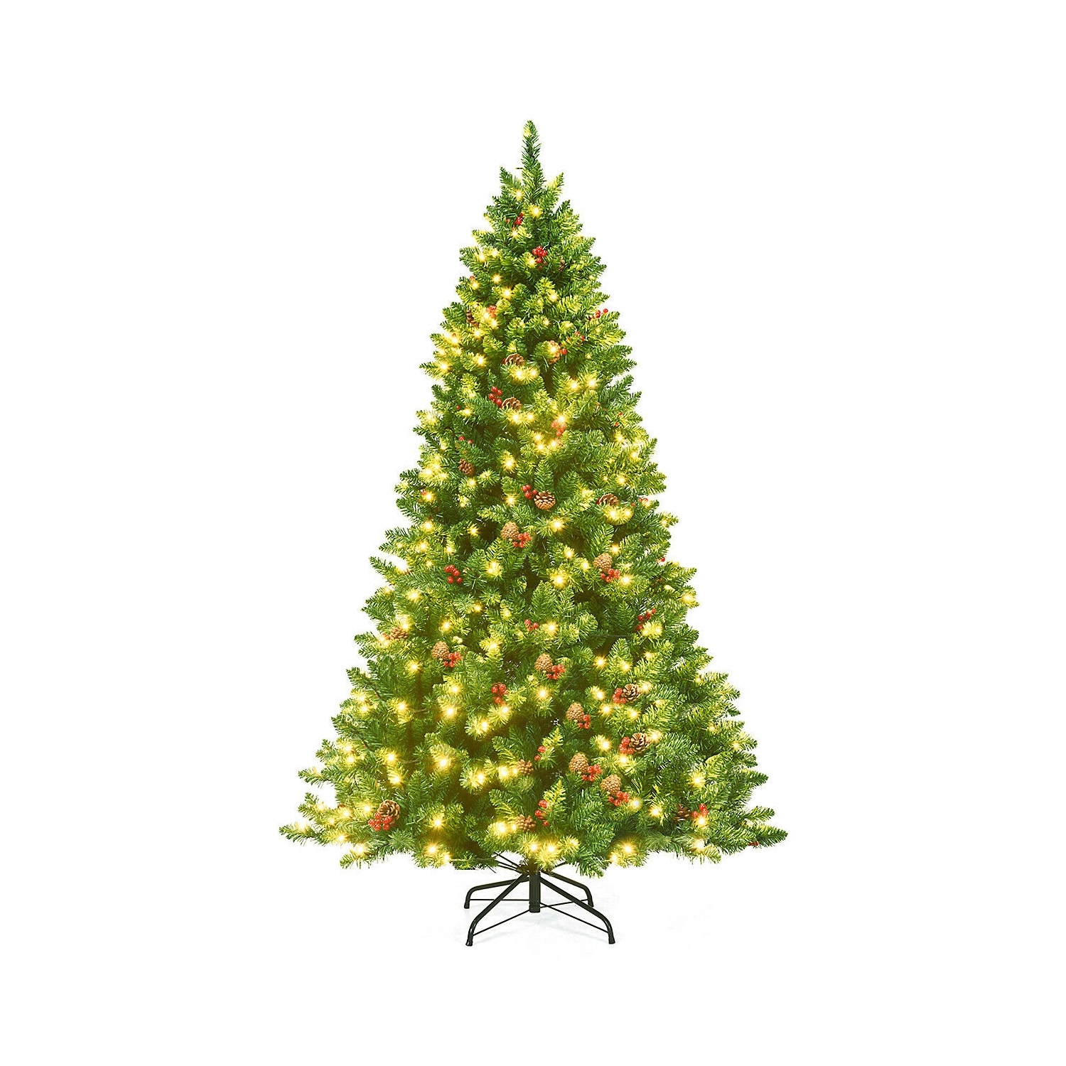 Hinged Artificial Christmas Tree with Built-In LED Lights, Simple Holiday Display