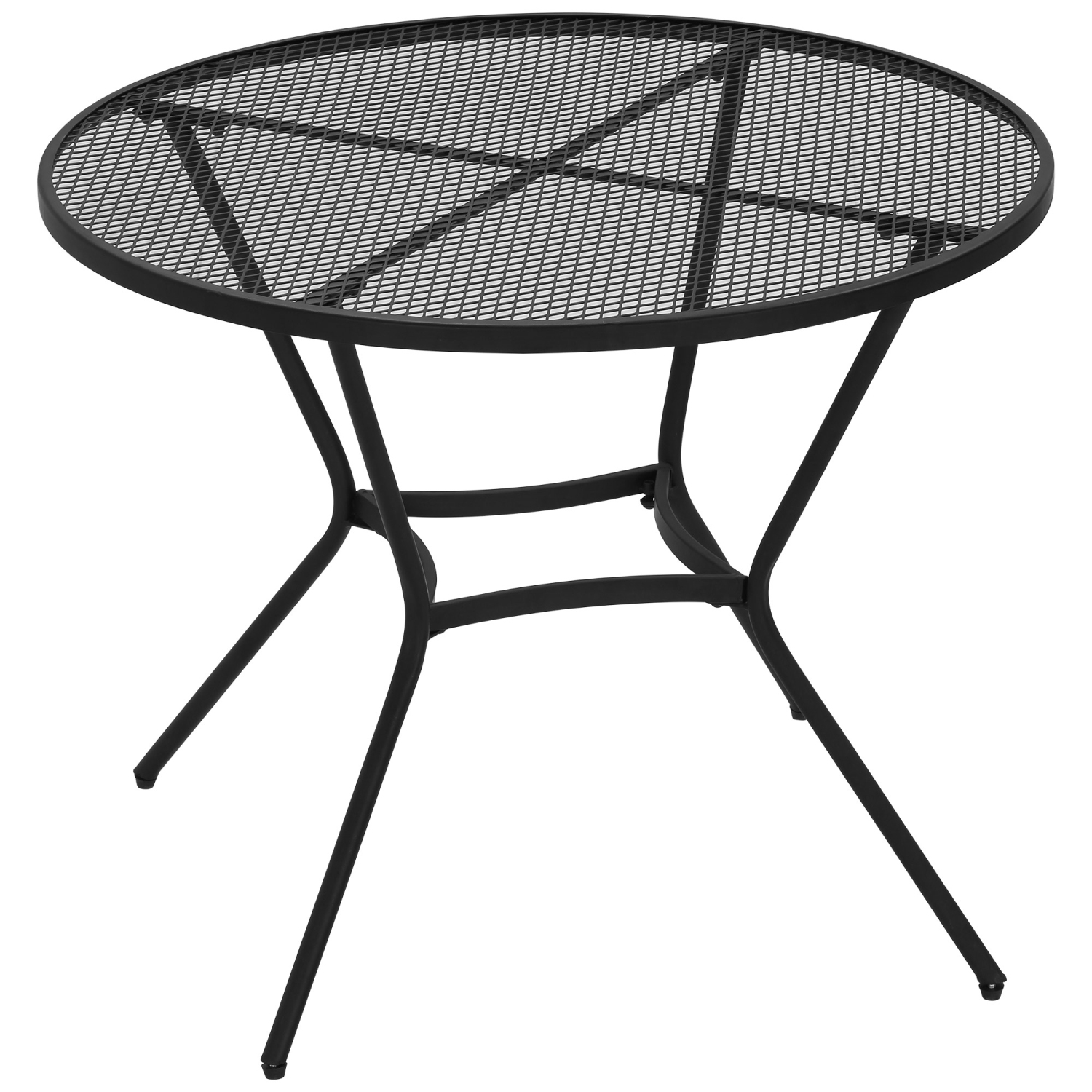 Outsunny 35" Table à manger ronde en métal avec plateau en maille pour jardin, cour, piscine, noir