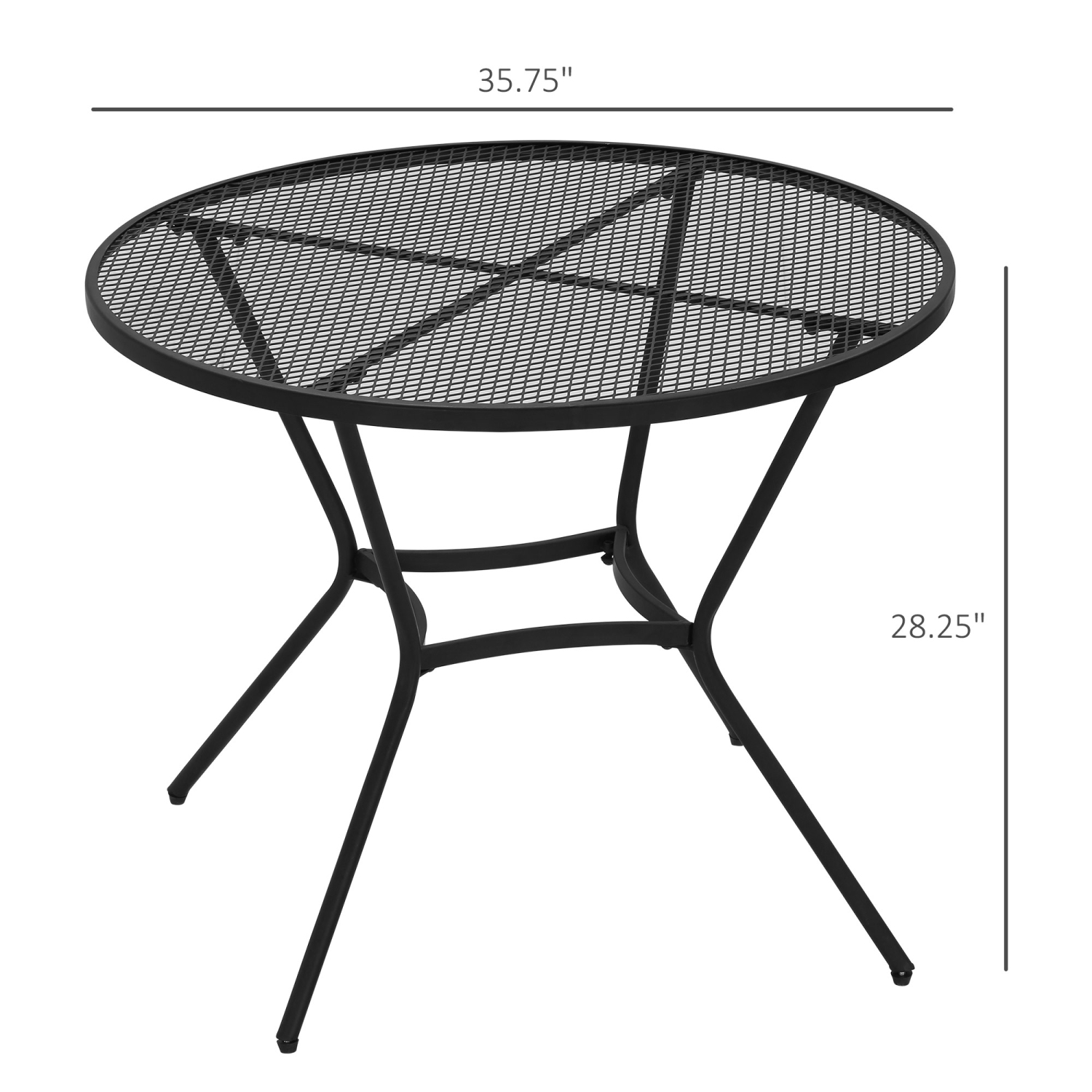 Outsunny 35" Table à manger ronde en métal avec plateau en maille pour jardin, cour, piscine, noir