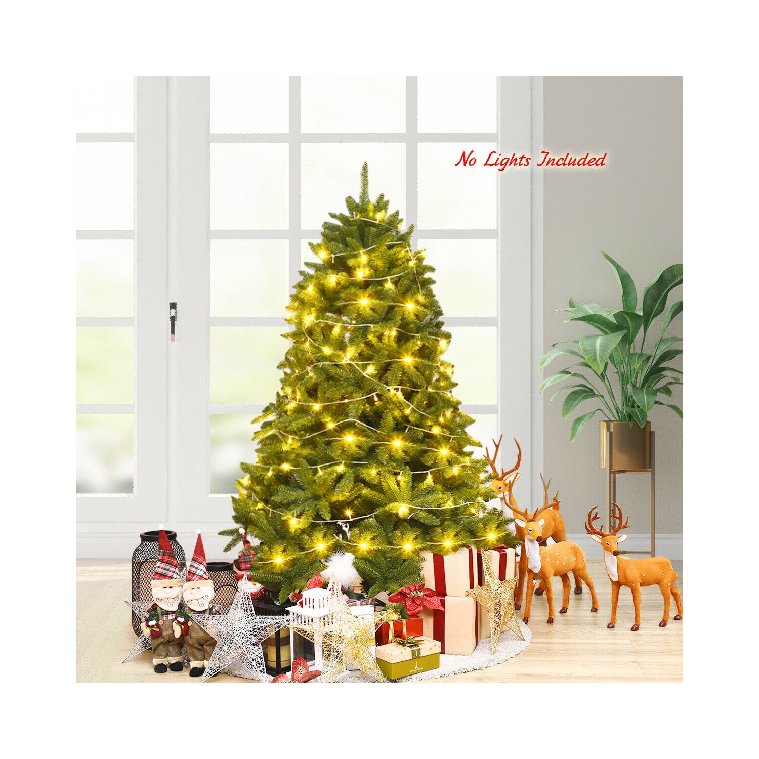 Holiday Fir Artificial Christmas Tree with 600 Branch Tips for Living Room Setup