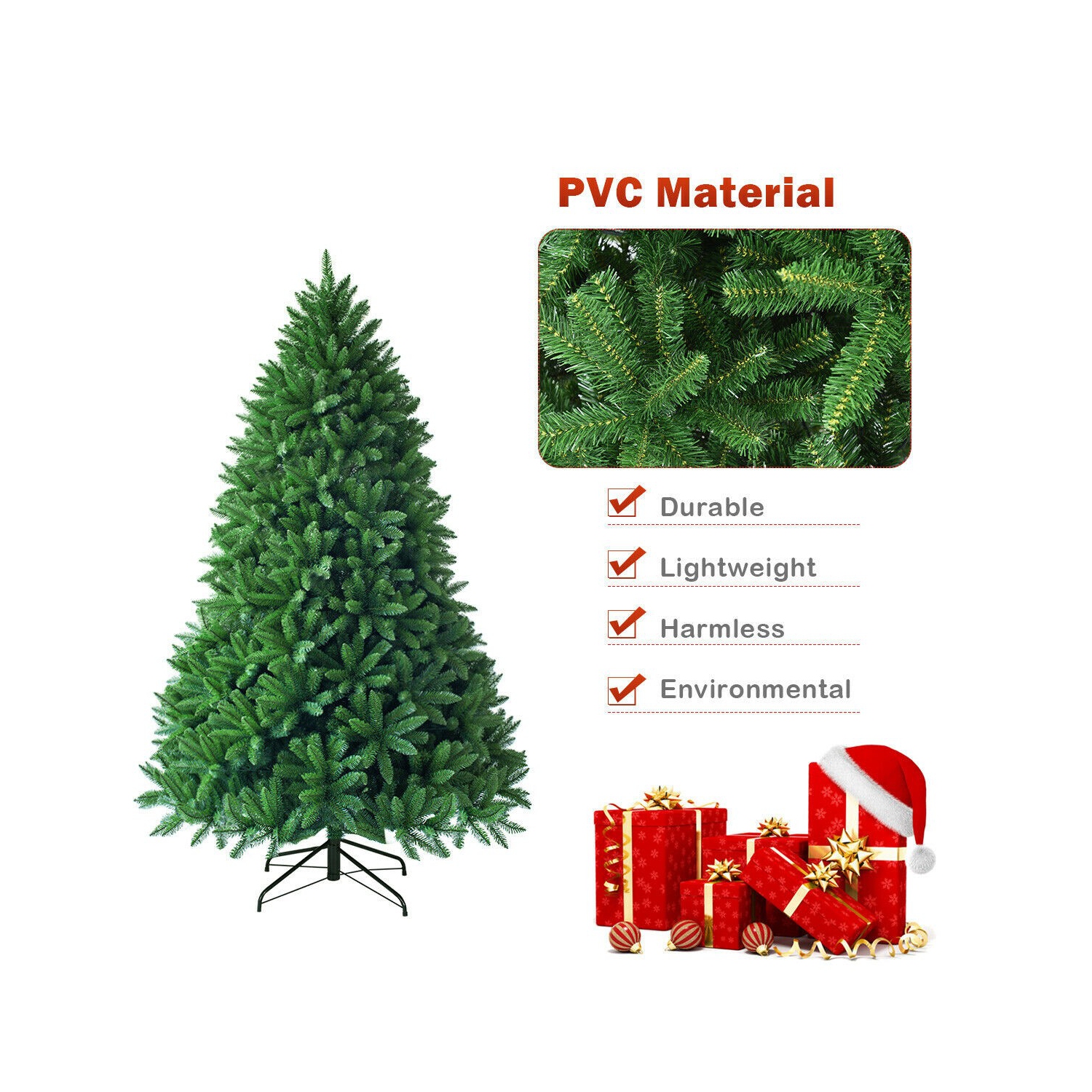Holiday Fir Artificial Christmas Tree with 600 Branch Tips for Living Room Setup