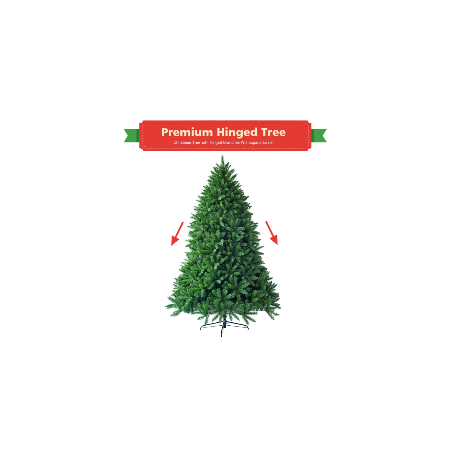 Holiday Fir Artificial Christmas Tree with 600 Branch Tips for Living Room Setup
