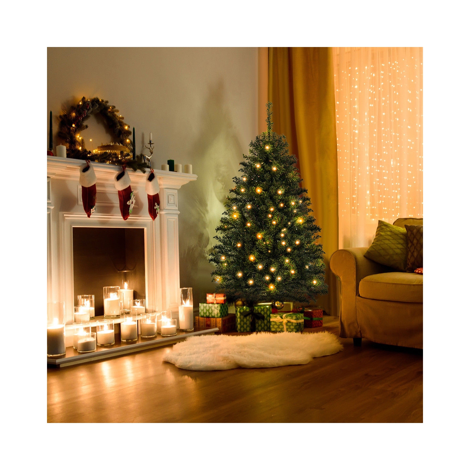 4 Feet Tabletop Artificial Christmas Tree with LED Lights