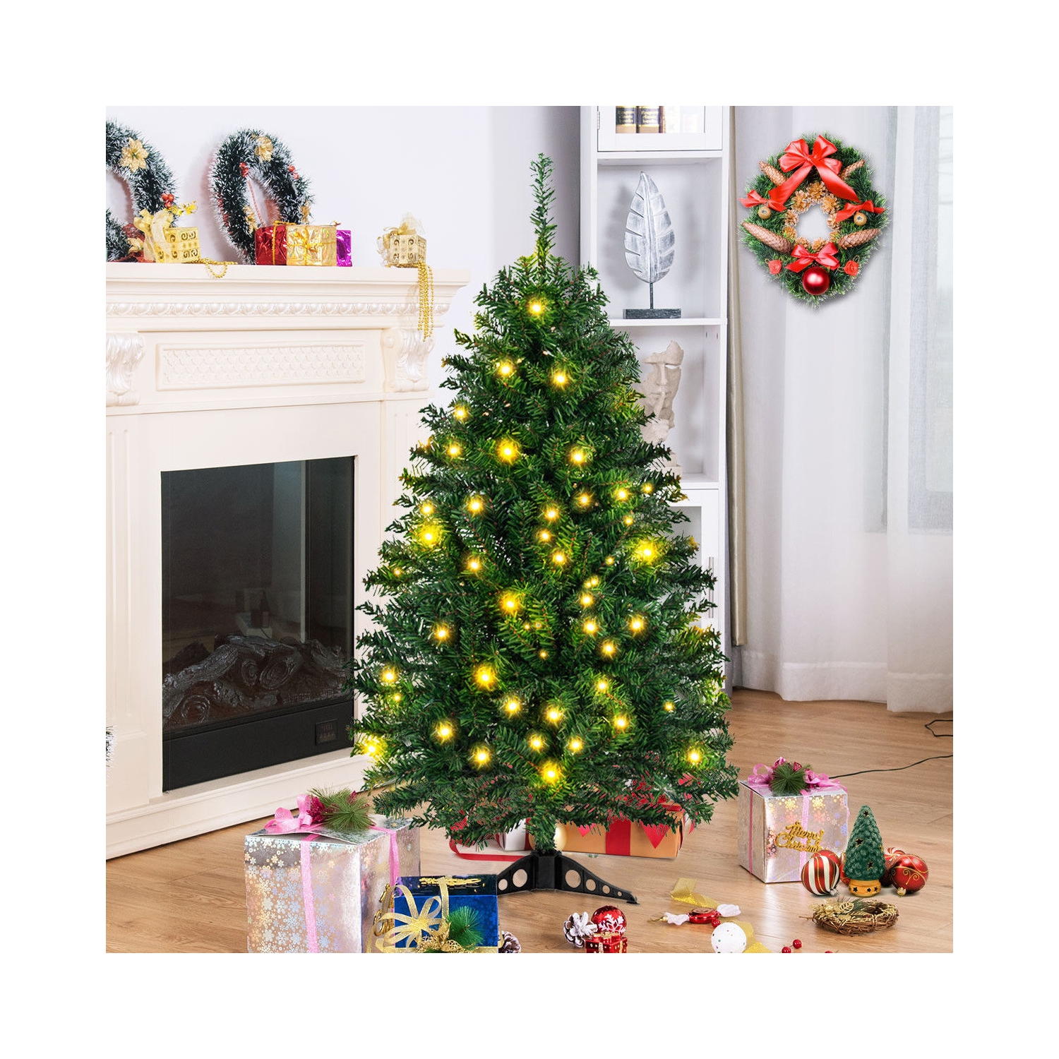 4 Feet Tabletop Artificial Christmas Tree with LED Lights
