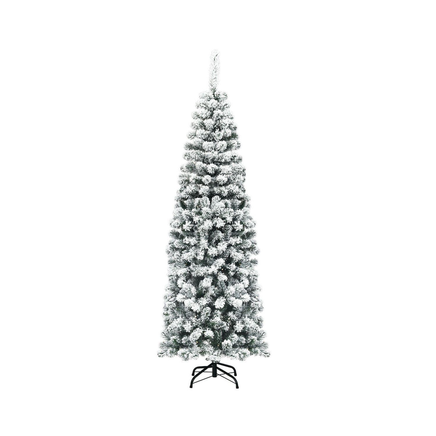 Arbre à crayons artificiel mince floqué avec 500 pointes, motif de Noël sans lumières à charnières