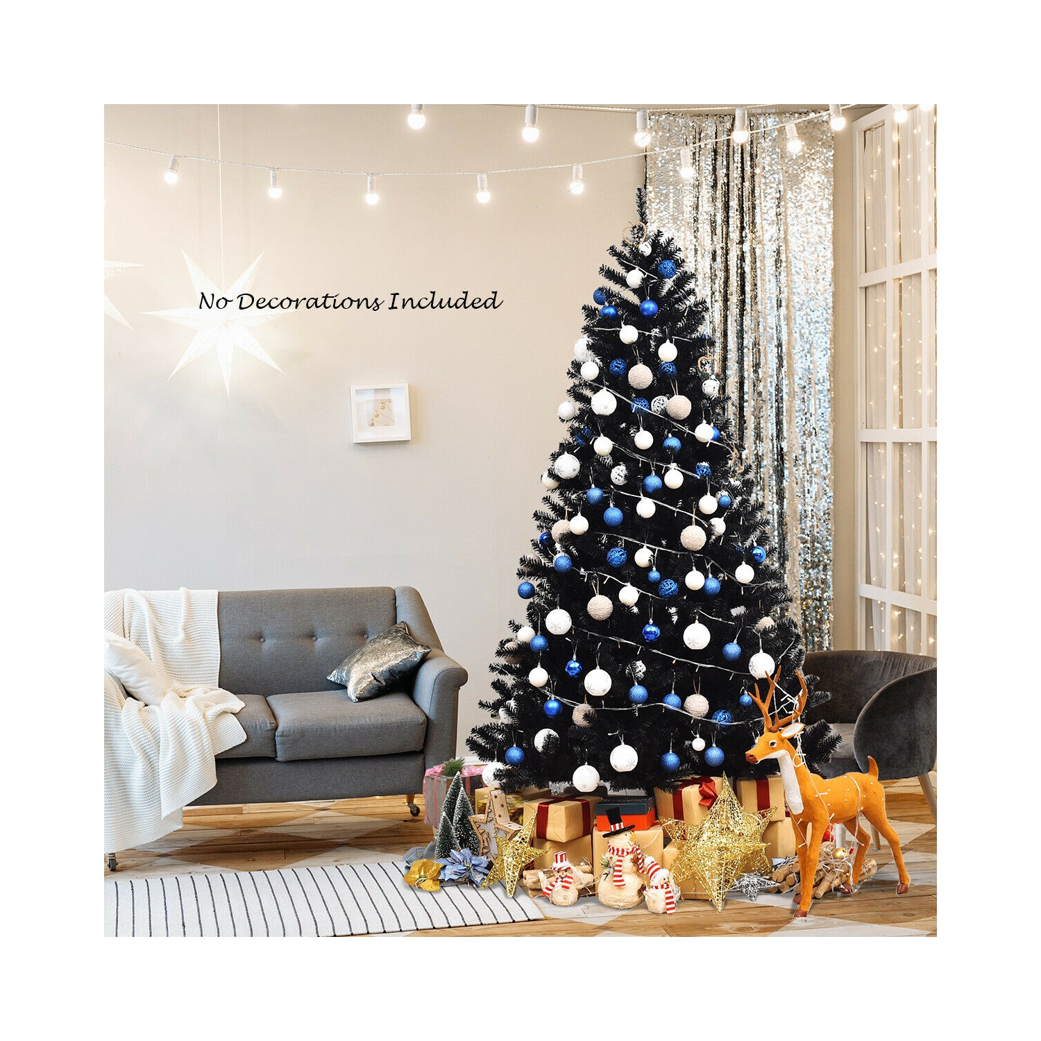 Arbre d'Halloween à charnières pour Noël, design artificiel avec aspect de branche complet