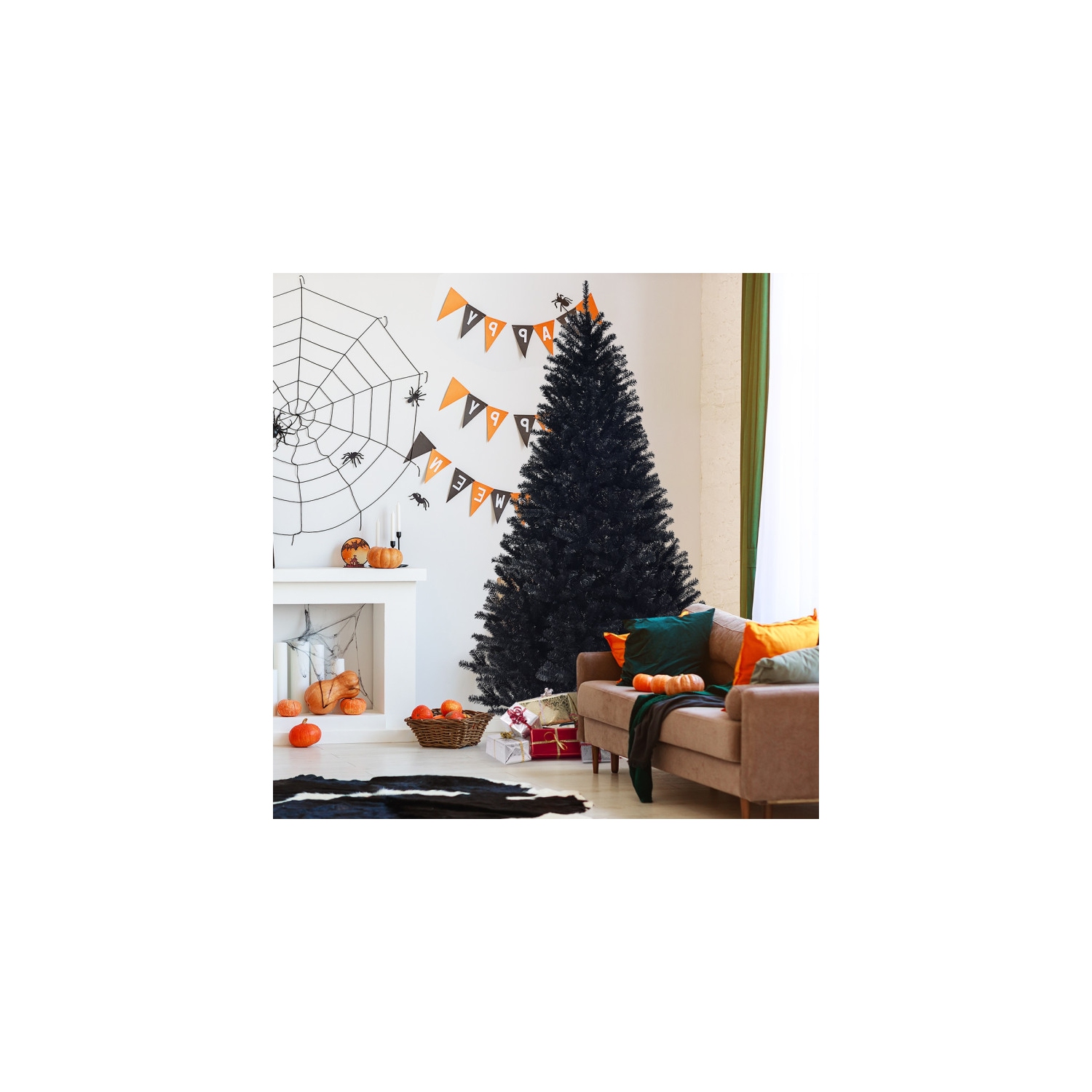 Arbre d'Halloween à charnières pour Noël, design artificiel avec aspect de branche complet