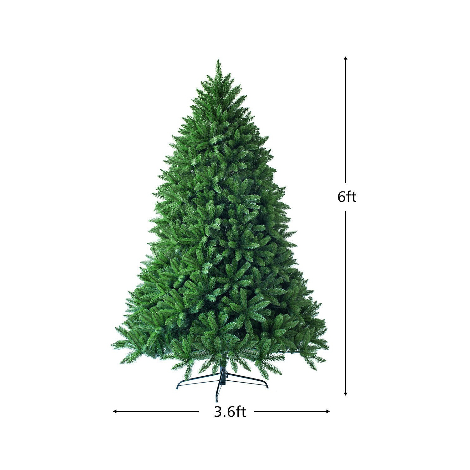 Unlit Artificial Christmas Tree with 1250 Branch Tips, Full Holiday Display Tree