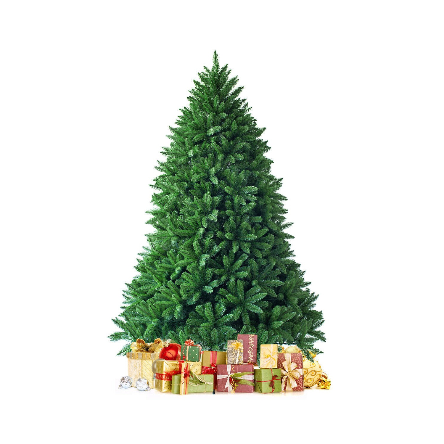 Unlit Artificial Christmas Tree with 1250 Branch Tips, Full Holiday Display Tree