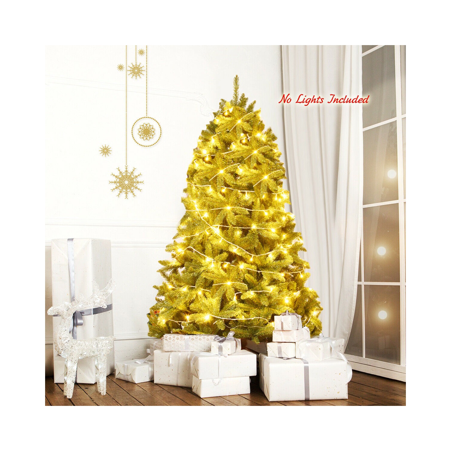 Unlit Artificial Christmas Tree with 1250 Branch Tips, Full Holiday Display Tree