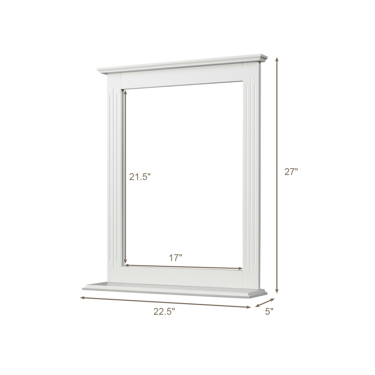 Space-saving vanity mirror with shelf, perfect for small bathrooms or bedrooms