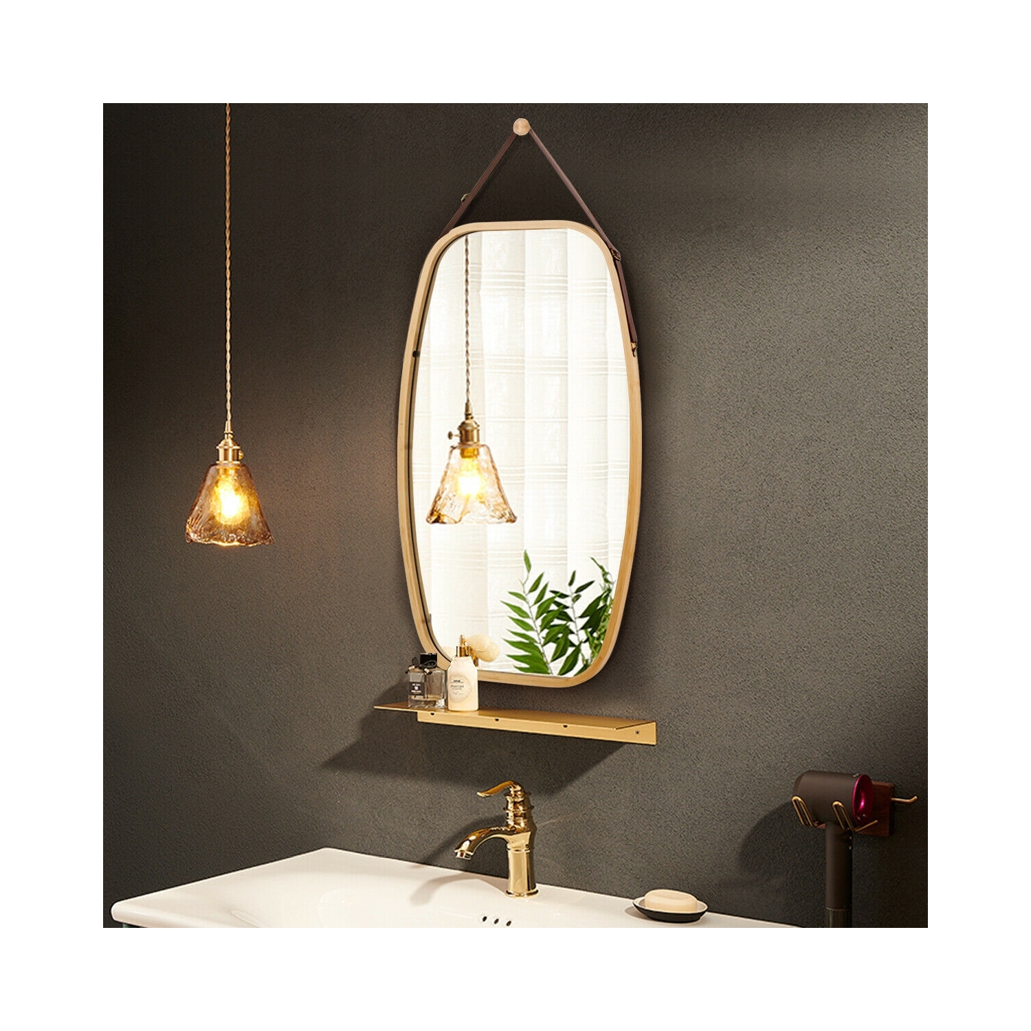 30 Inch Modern Rectangle Wall Hanging Framed Mirror