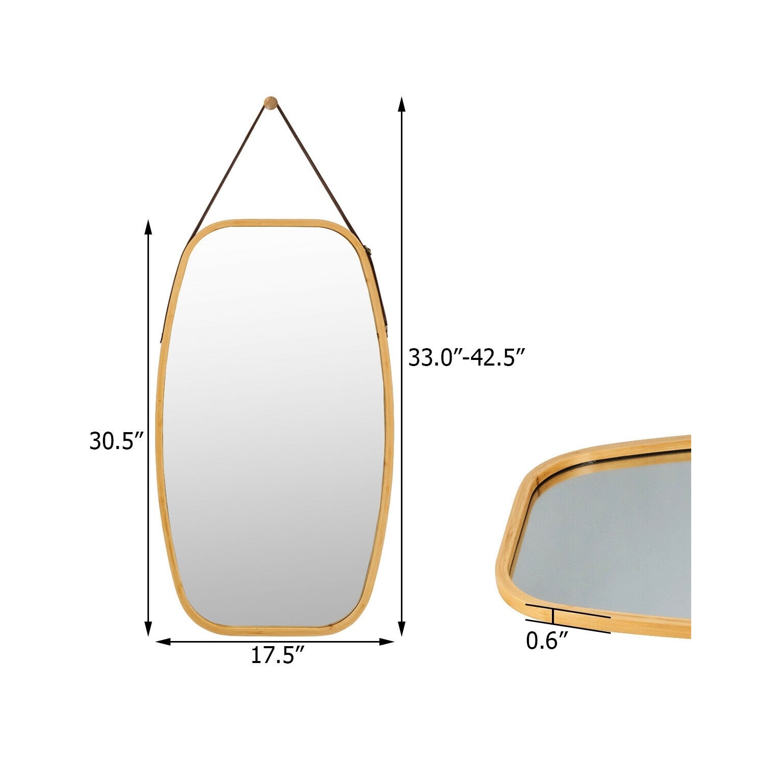 30 Inch Modern Rectangle Wall Hanging Framed Mirror