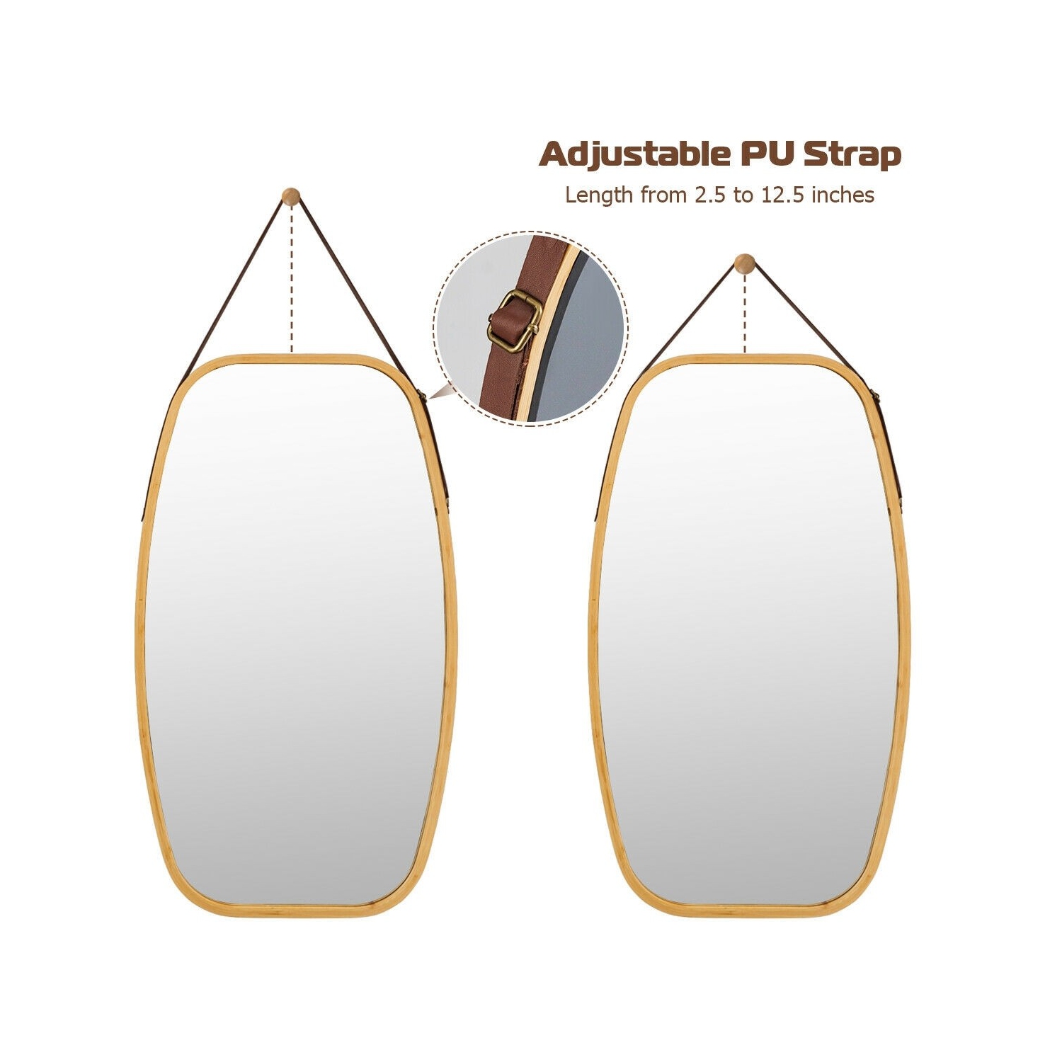 30 Inch Modern Rectangle Wall Hanging Framed Mirror