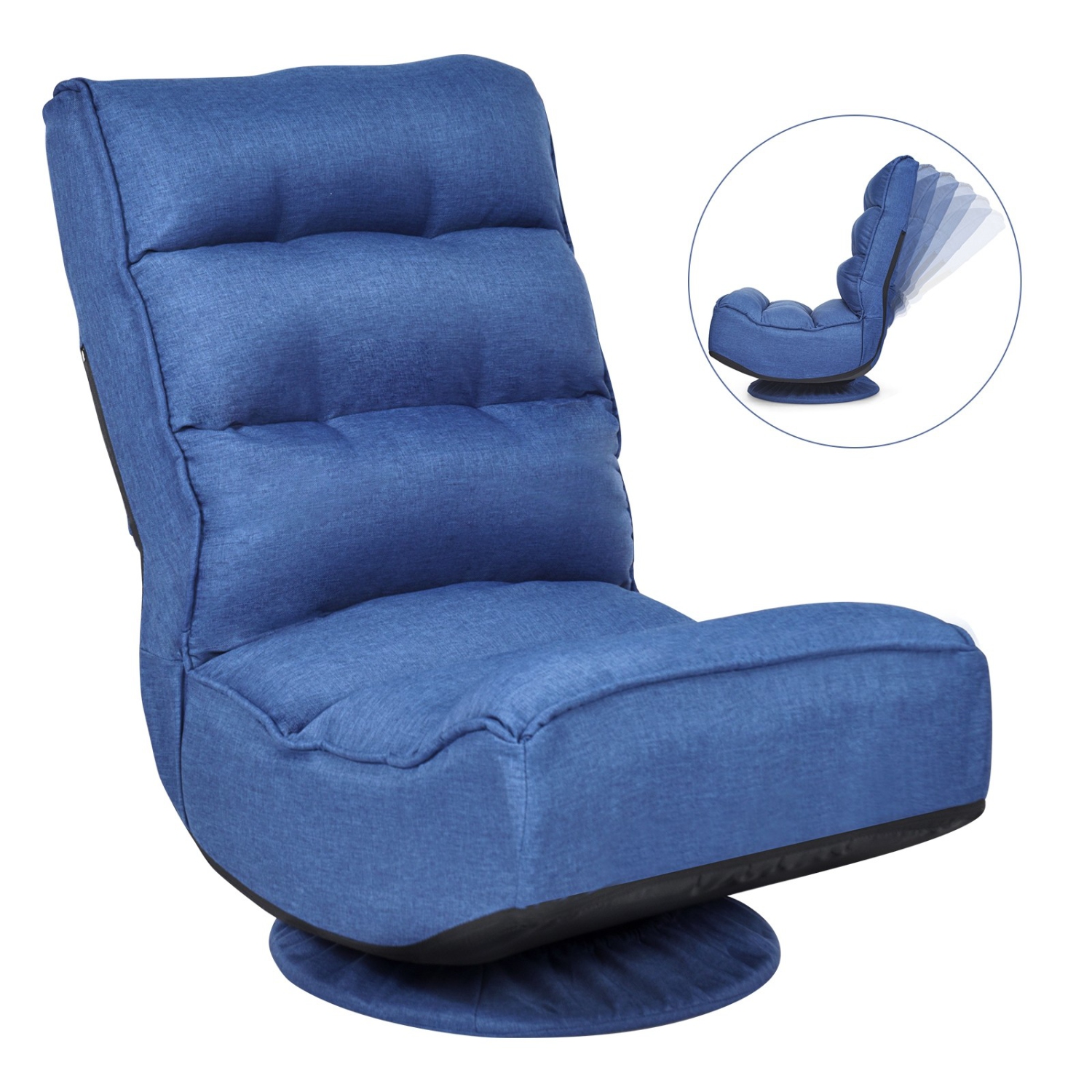5-Position Folding Floor Gaming Chair-Navy