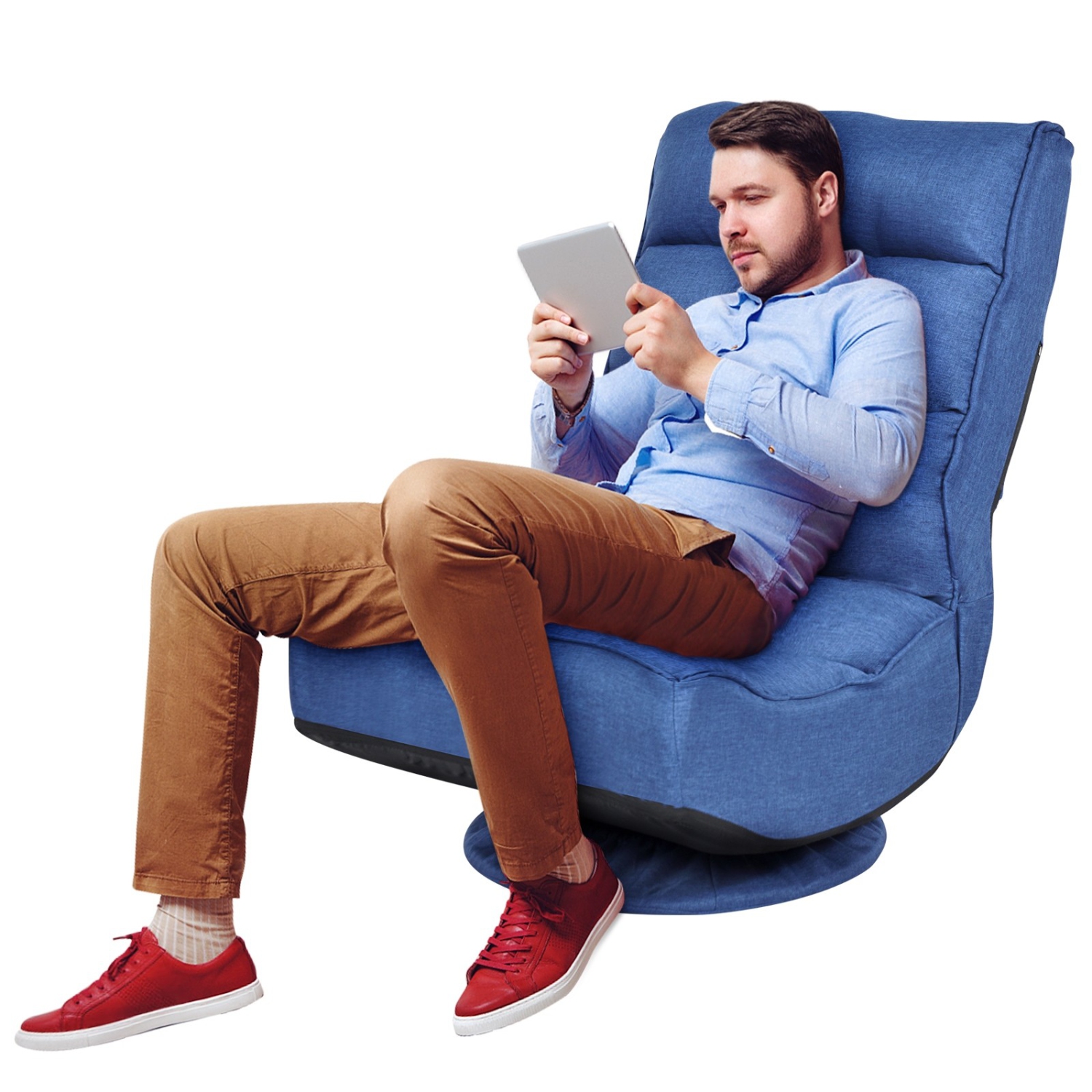 5-Position Folding Floor Gaming Chair-Navy