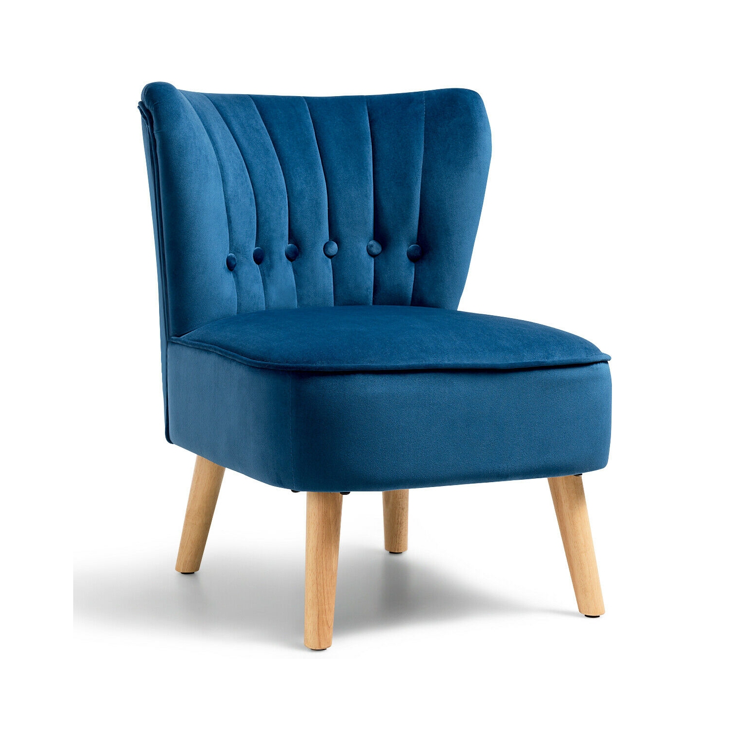 Armless Accent Chair Tufted Velvet Leisure Chair-Blue